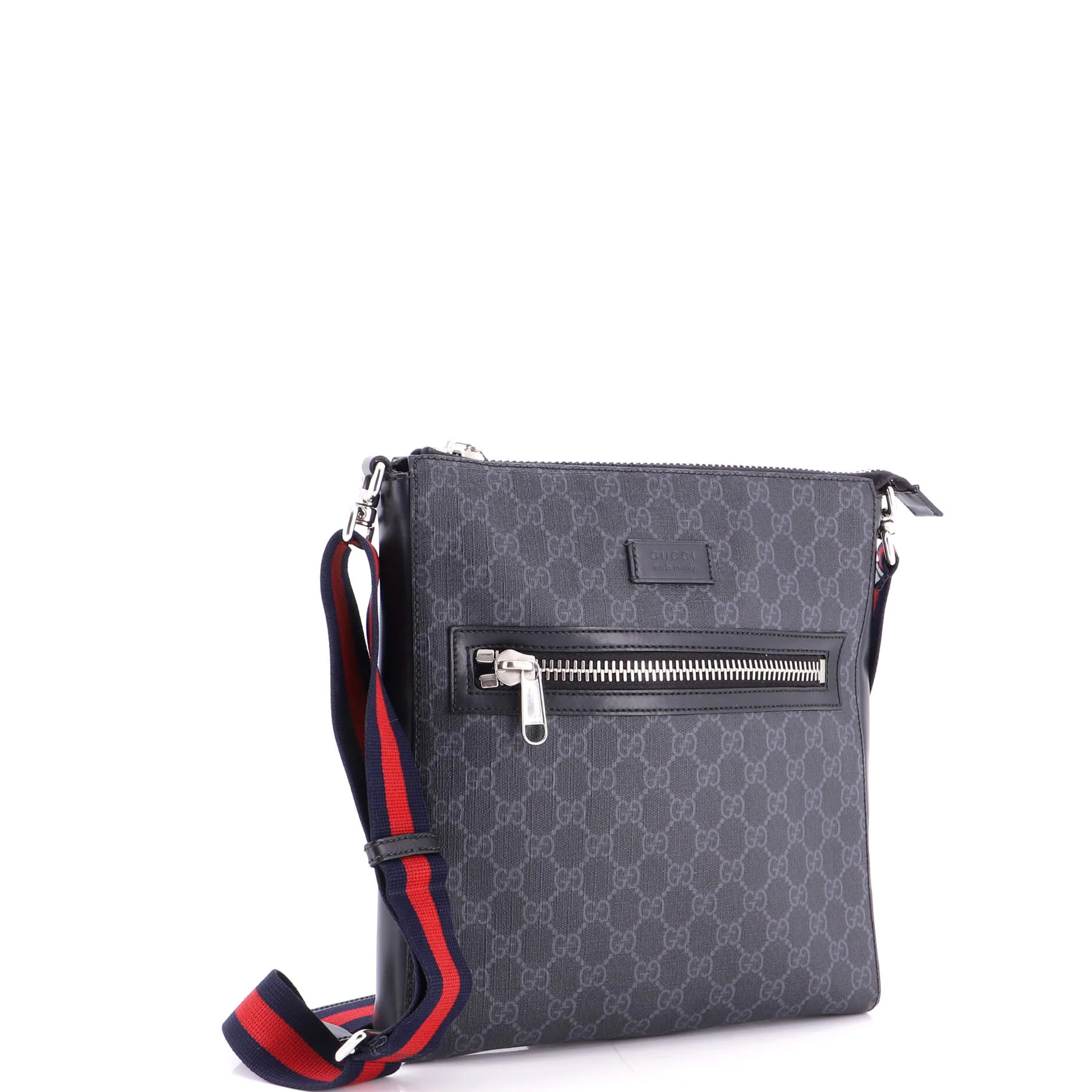 Web Strap Front Zip Messenger Bag GG Coated Canvas Medium - Image 2