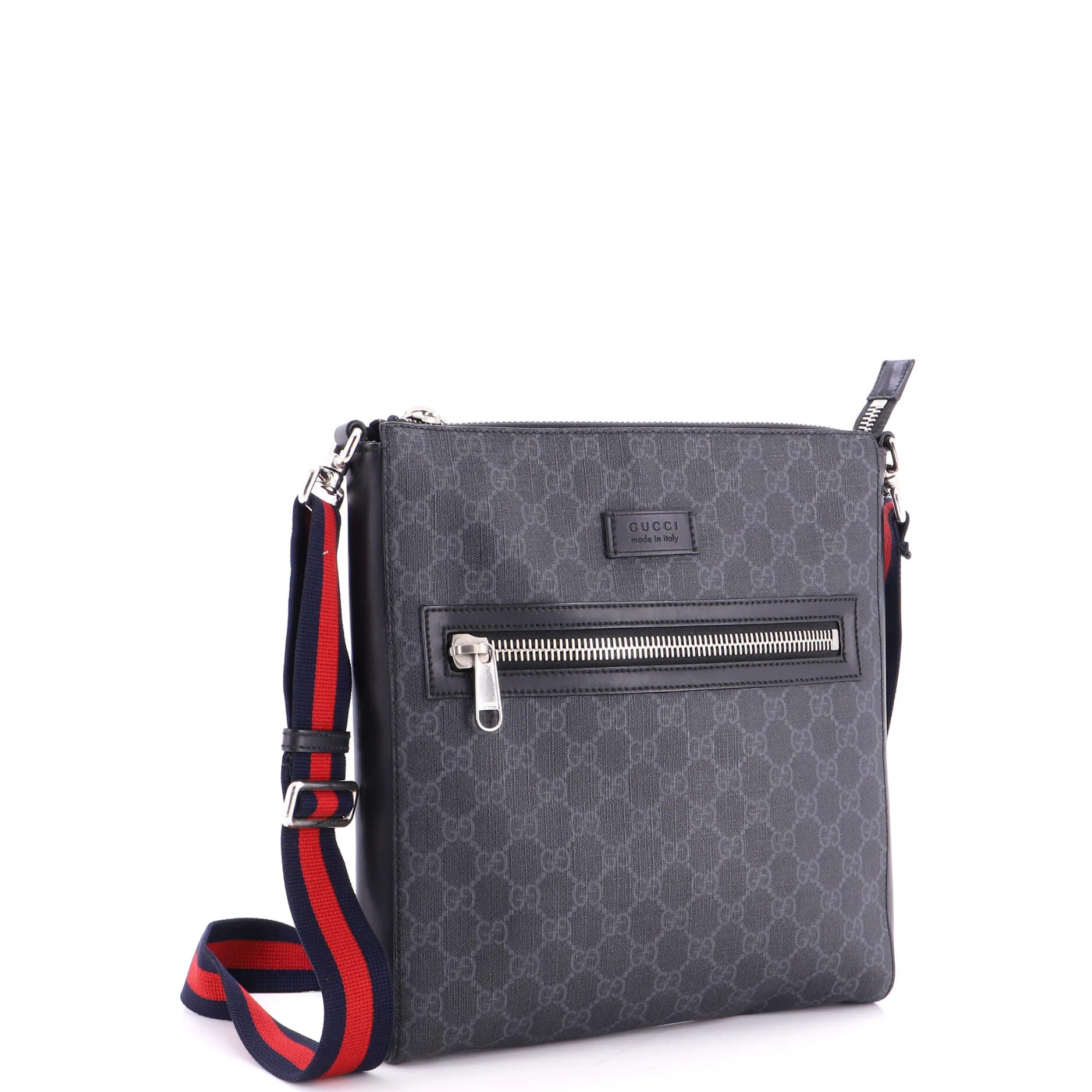 Web Strap Front Zip Messenger Bag GG Coated Canvas Medium - Image 2