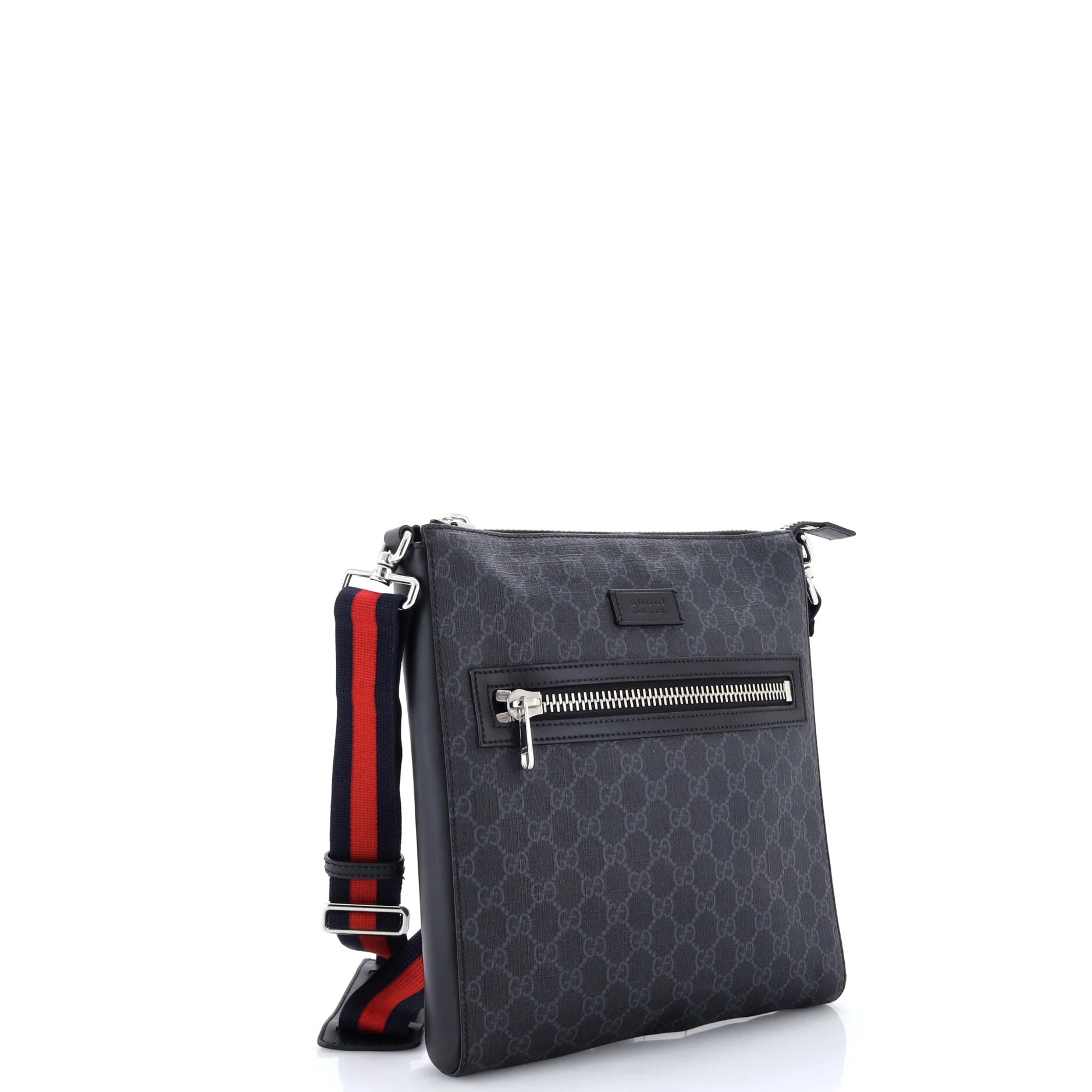 Web Strap Front Zip Messenger Bag GG Coated Canvas Medium - Image 2