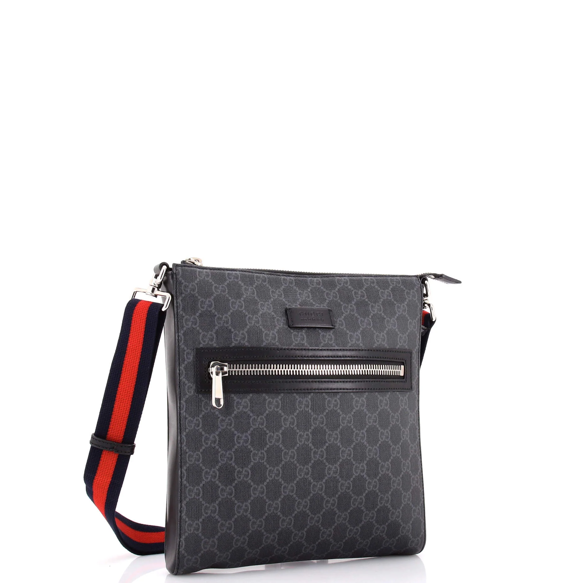 Web Strap Front Zip Messenger Bag GG Coated Canvas Medium - Image 2