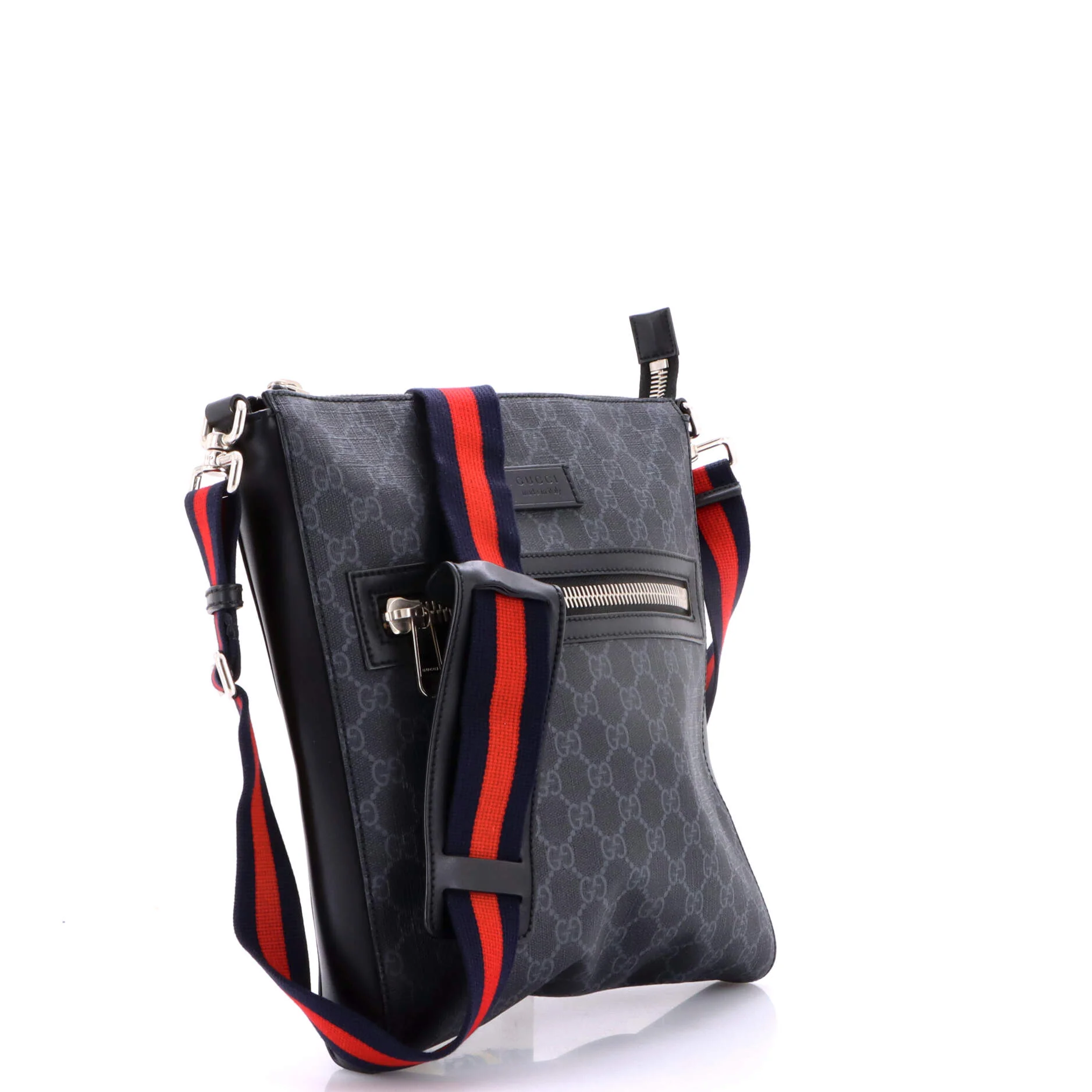 Web Strap Front Zip Messenger Bag GG Coated Canvas Medium - Image 2