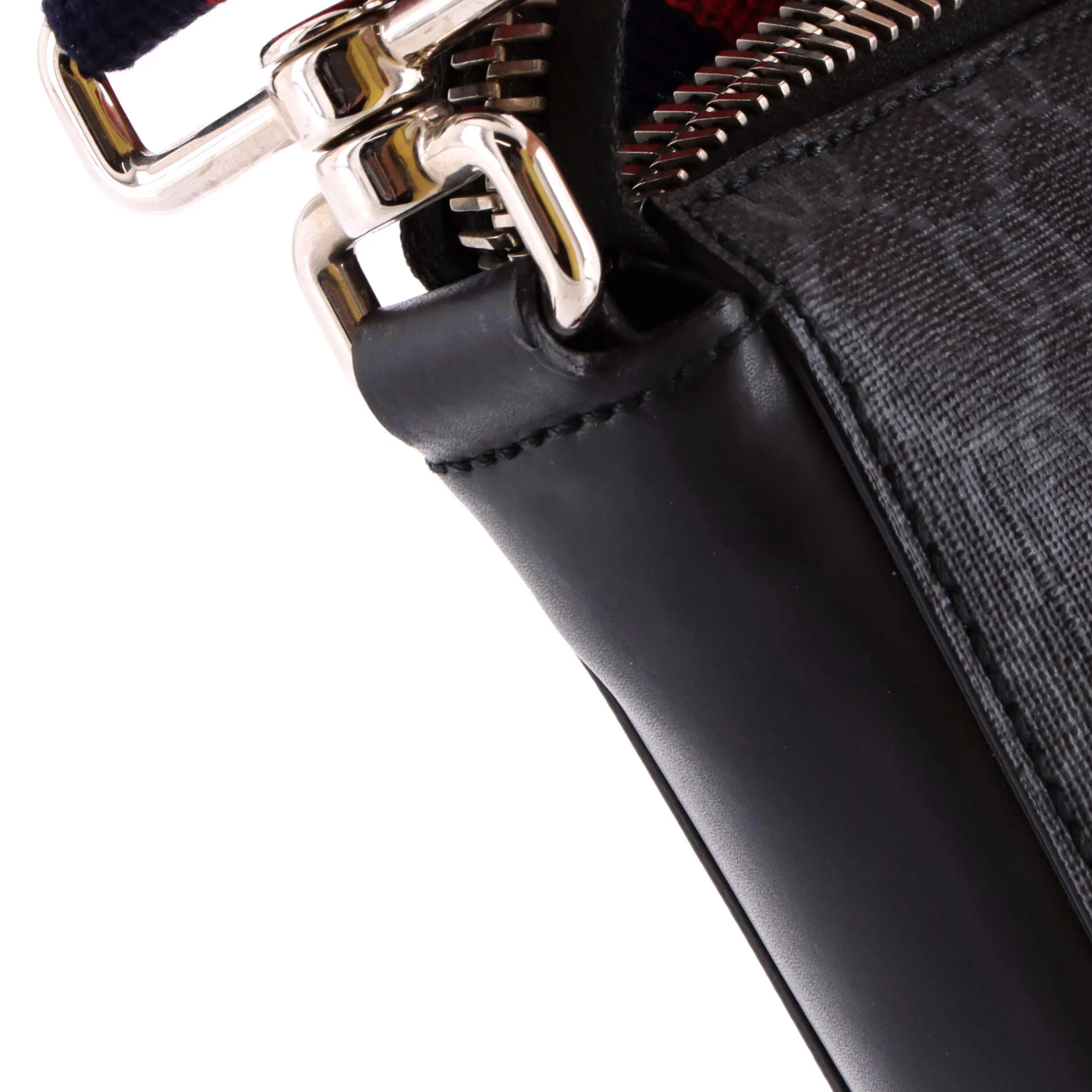 Web Strap Front Zip Messenger Bag GG Coated Canvas Medium - Image 7