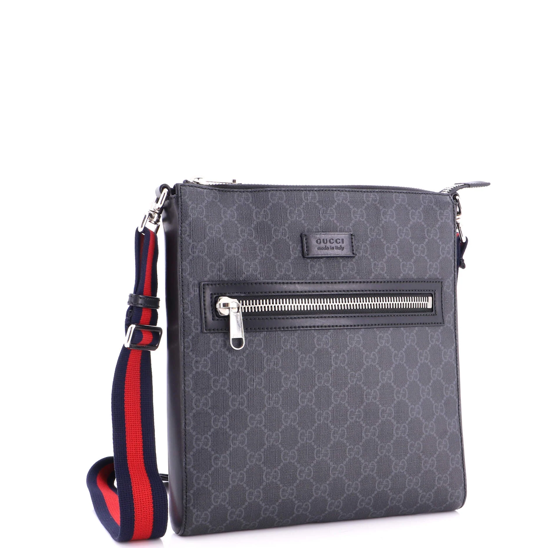 Web Strap Front Zip Messenger Bag GG Coated Canvas Medium - Image 2