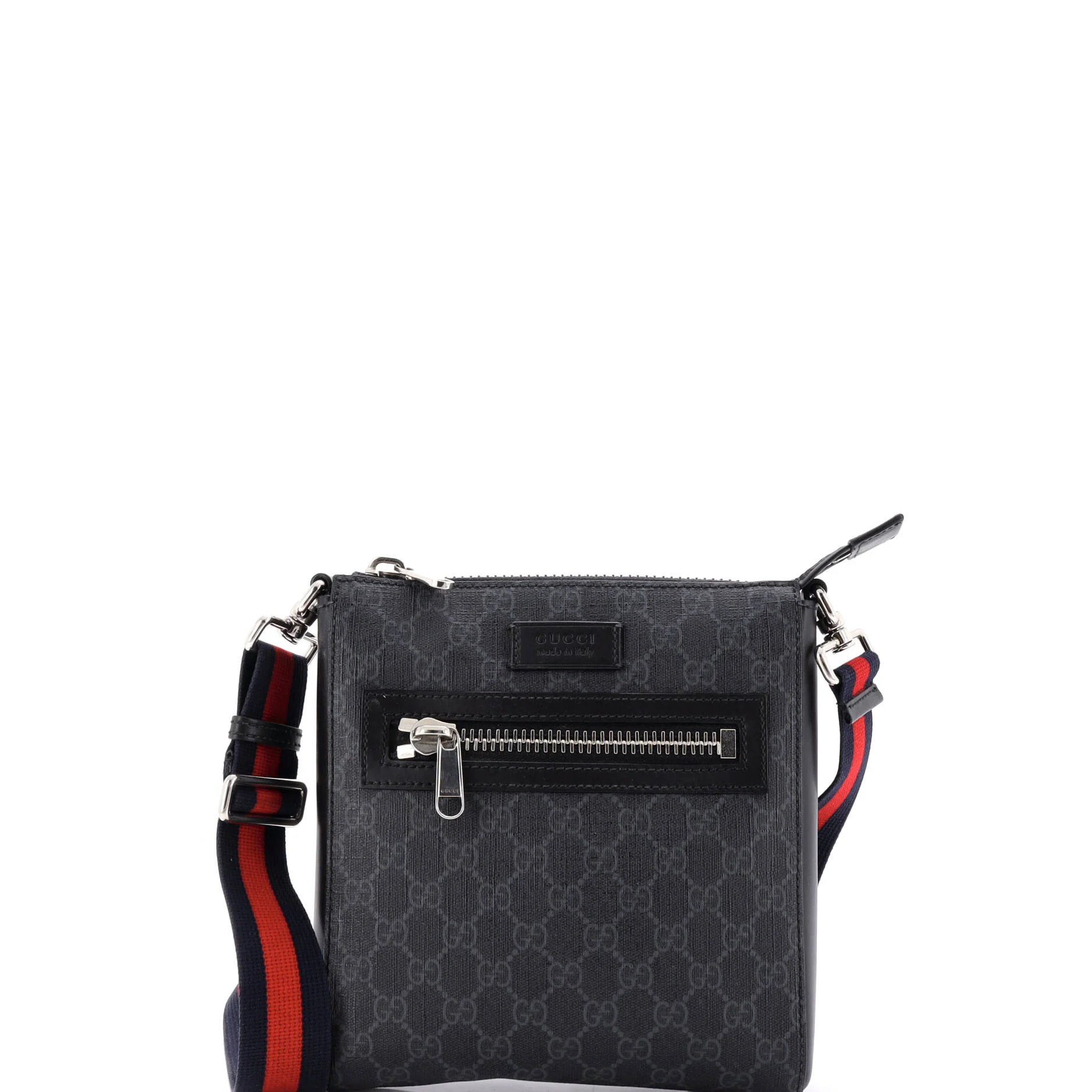 Web Strap Front Zip Messenger Bag GG Coated Canvas Small