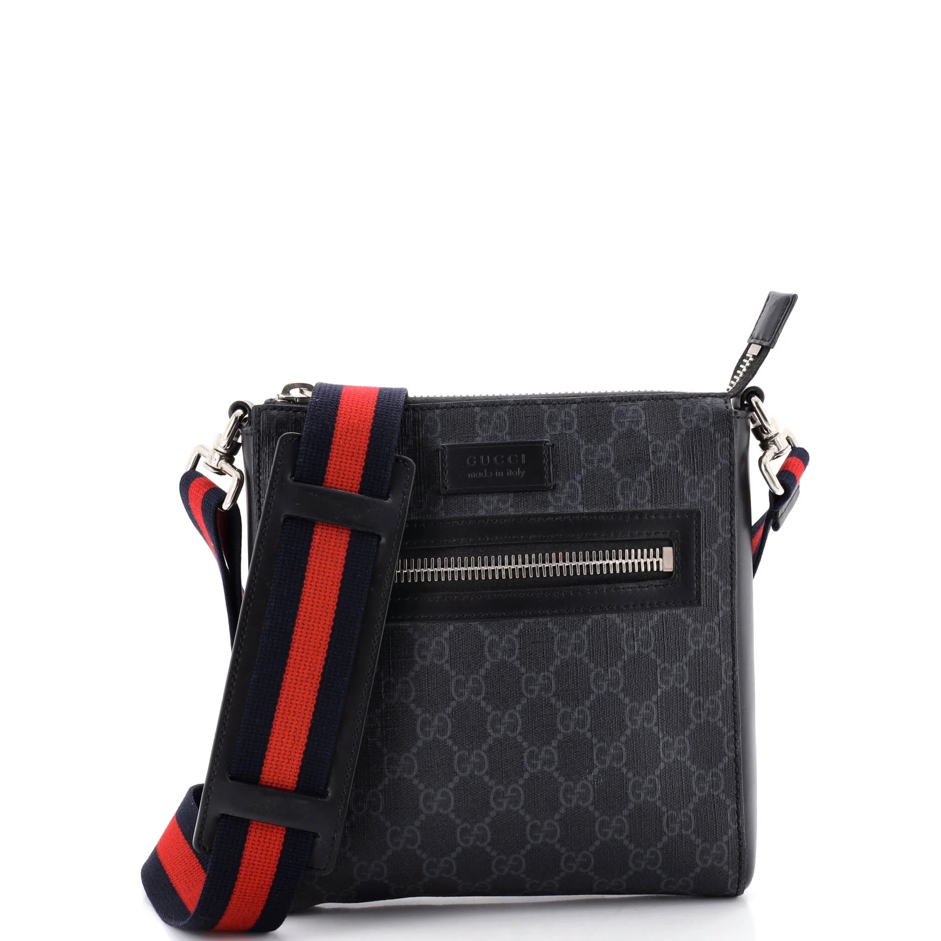 Web Strap Front Zip Messenger Bag GG Coated Canvas Small