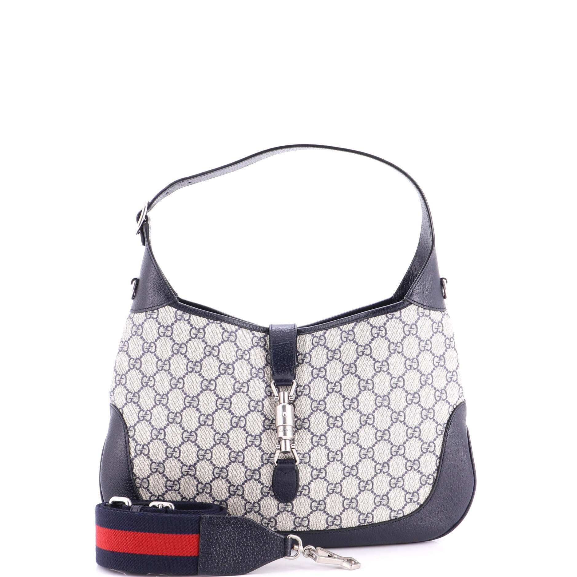 Web Strap Jackie 1961 Hobo GG Coated Canvas with Leather Medium - Image 2