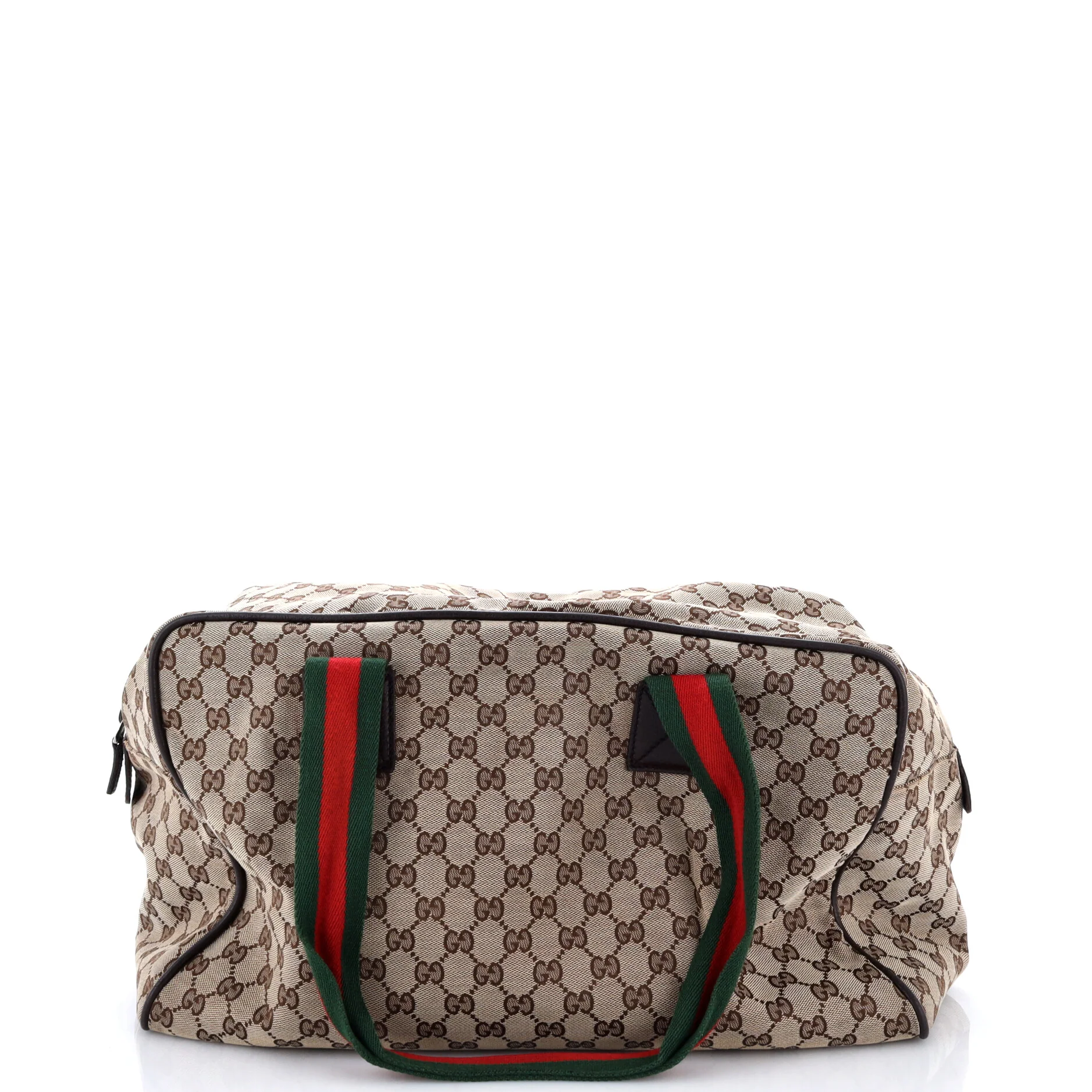 Web Strap Side Snap Carry On Duffle Bag GG Canvas Large - Image 3