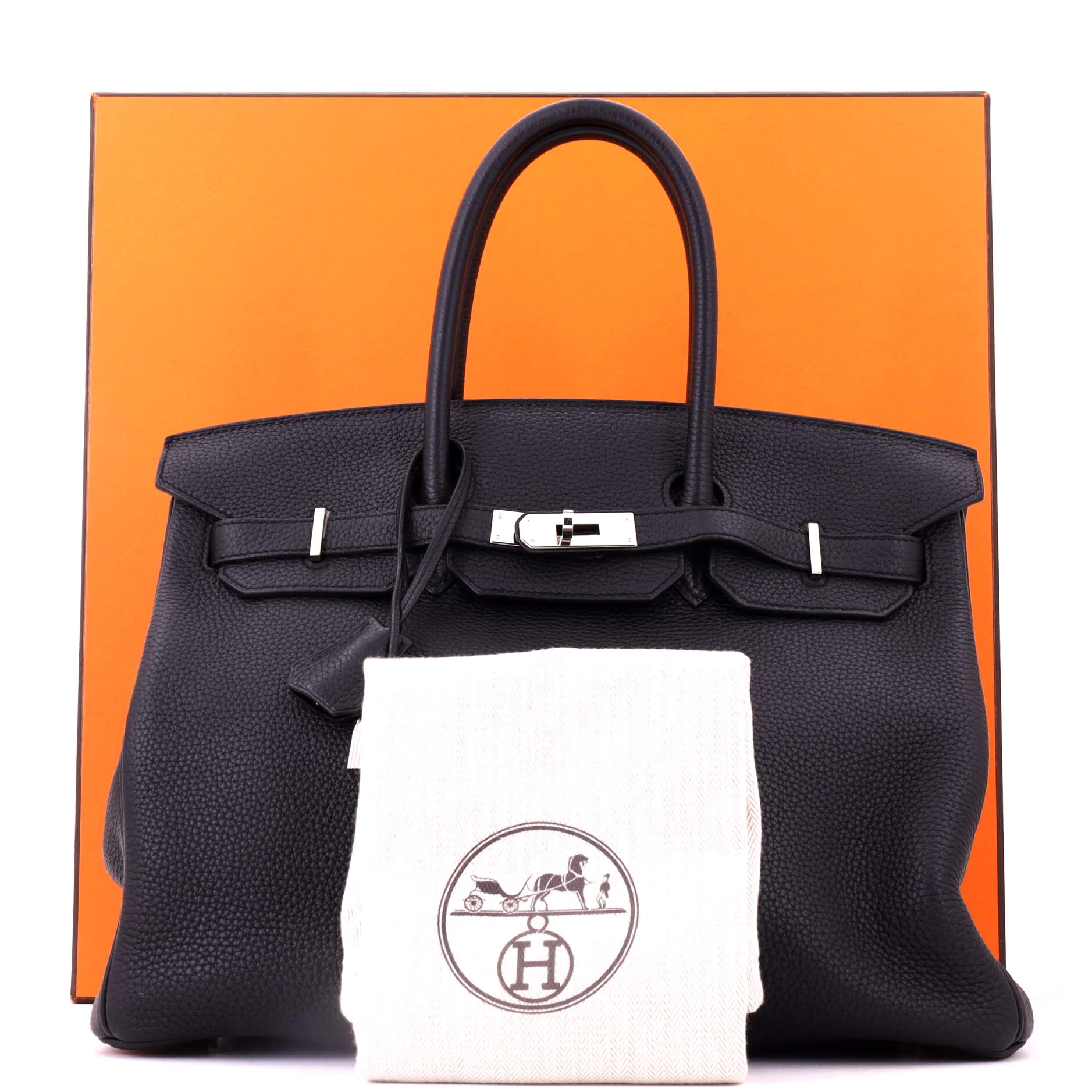 Birkin Handbag Noir Clemence with Palladium Hardware 35 - Image 2