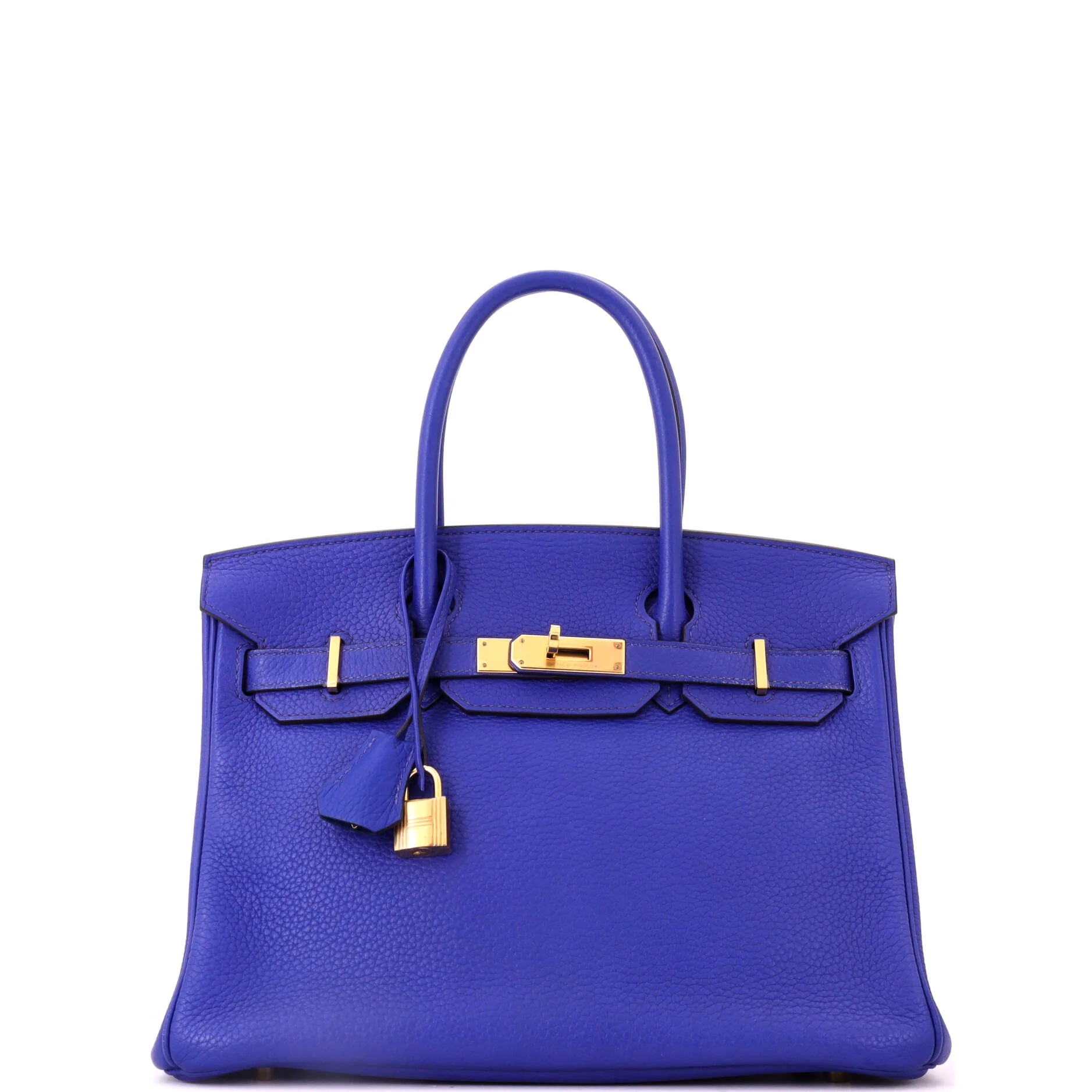Birkin Handbag Bleu Electrique Clemence with Gold Hardware 30