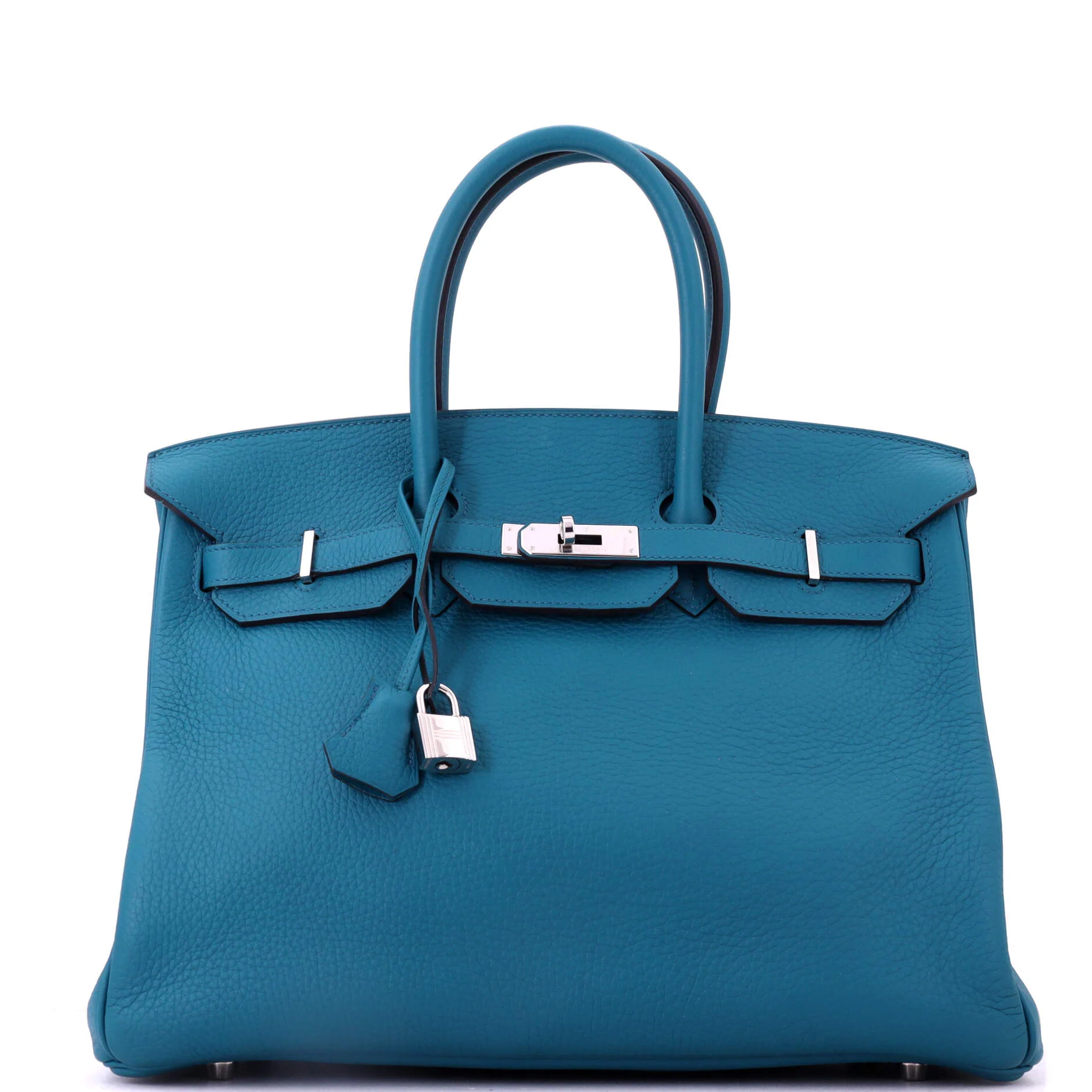 Birkin Handbag Bleu Izmir Clemence with Palladium Hardware 35