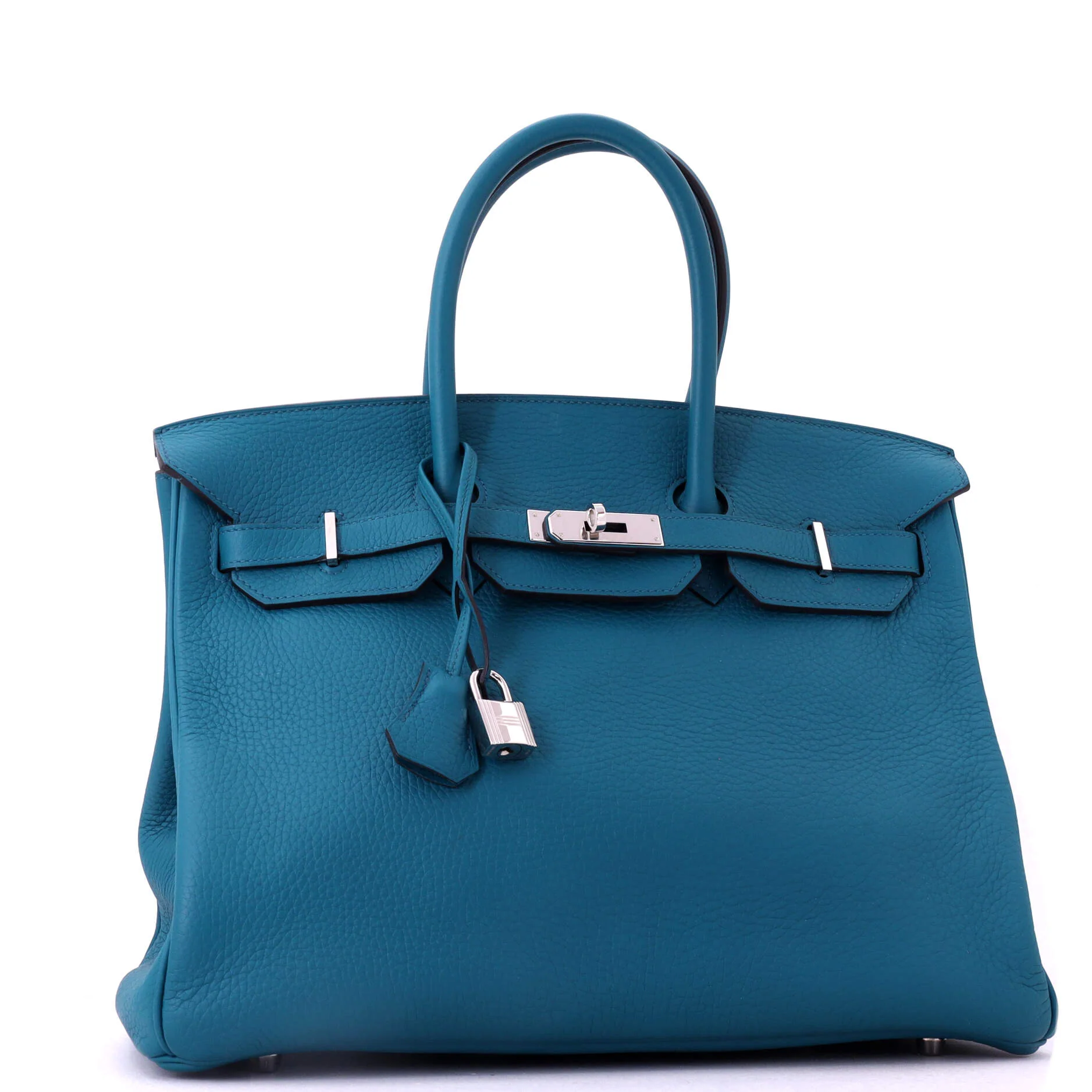 Birkin Handbag Bleu Izmir Clemence with Palladium Hardware 35 - Image 3