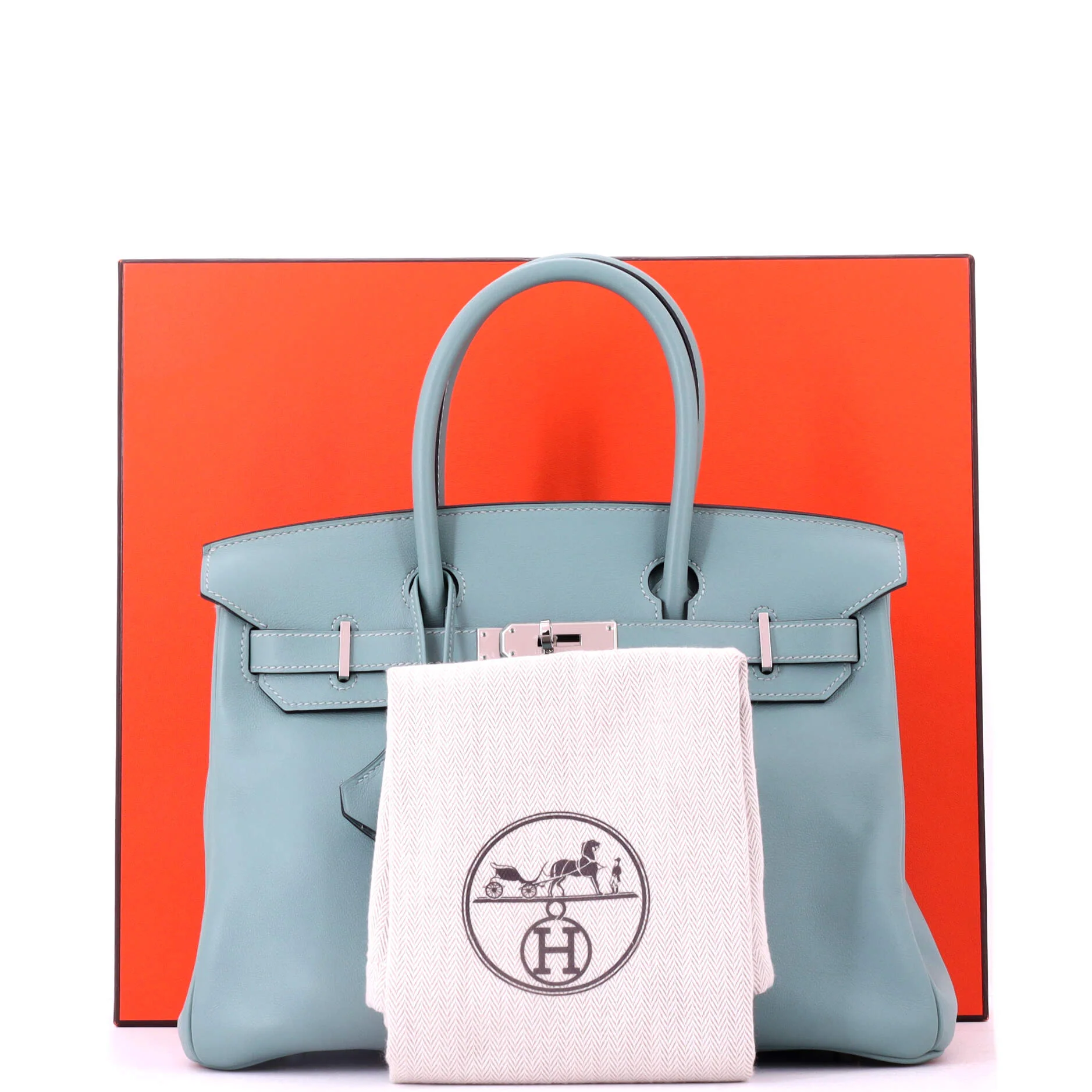 Birkin Handbag Ciel Swift with Palladium Hardware 30 - Image 2
