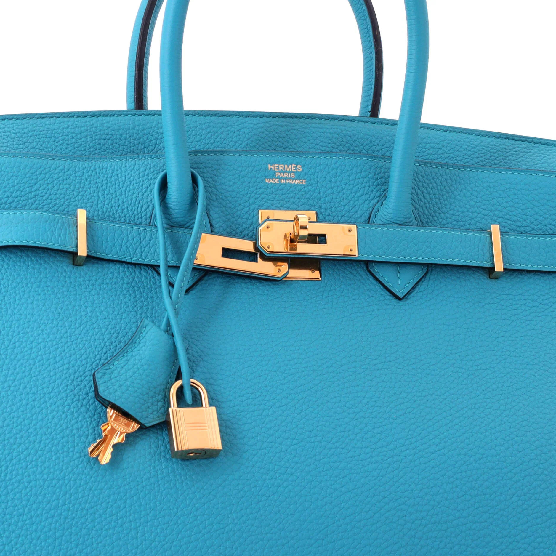 Birkin Handbag Turquoise Togo with Gold Hardware 35 - Image 6