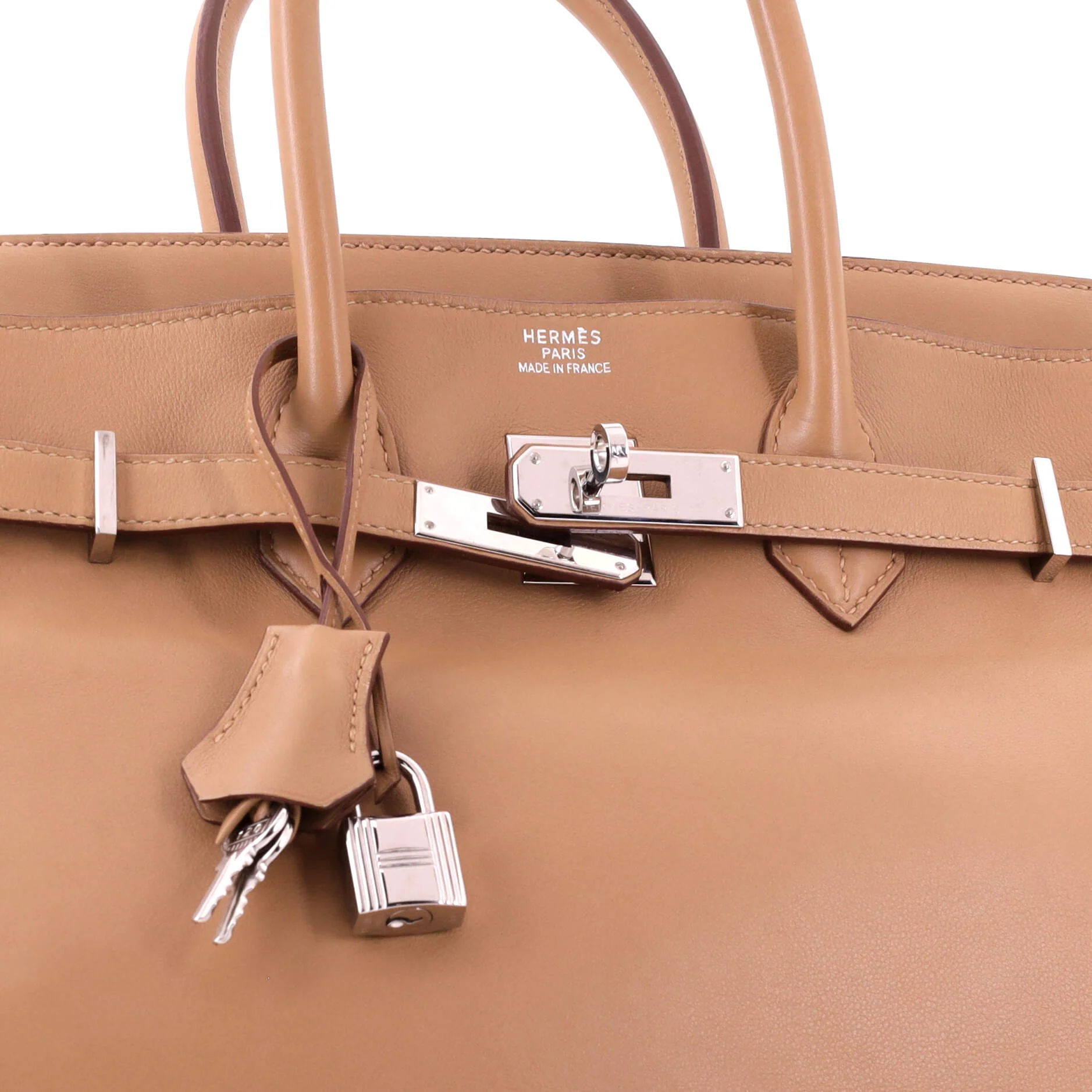 Birkin Handbag Tabac Camel Swift with Palladium Hardware 35 - Image 6