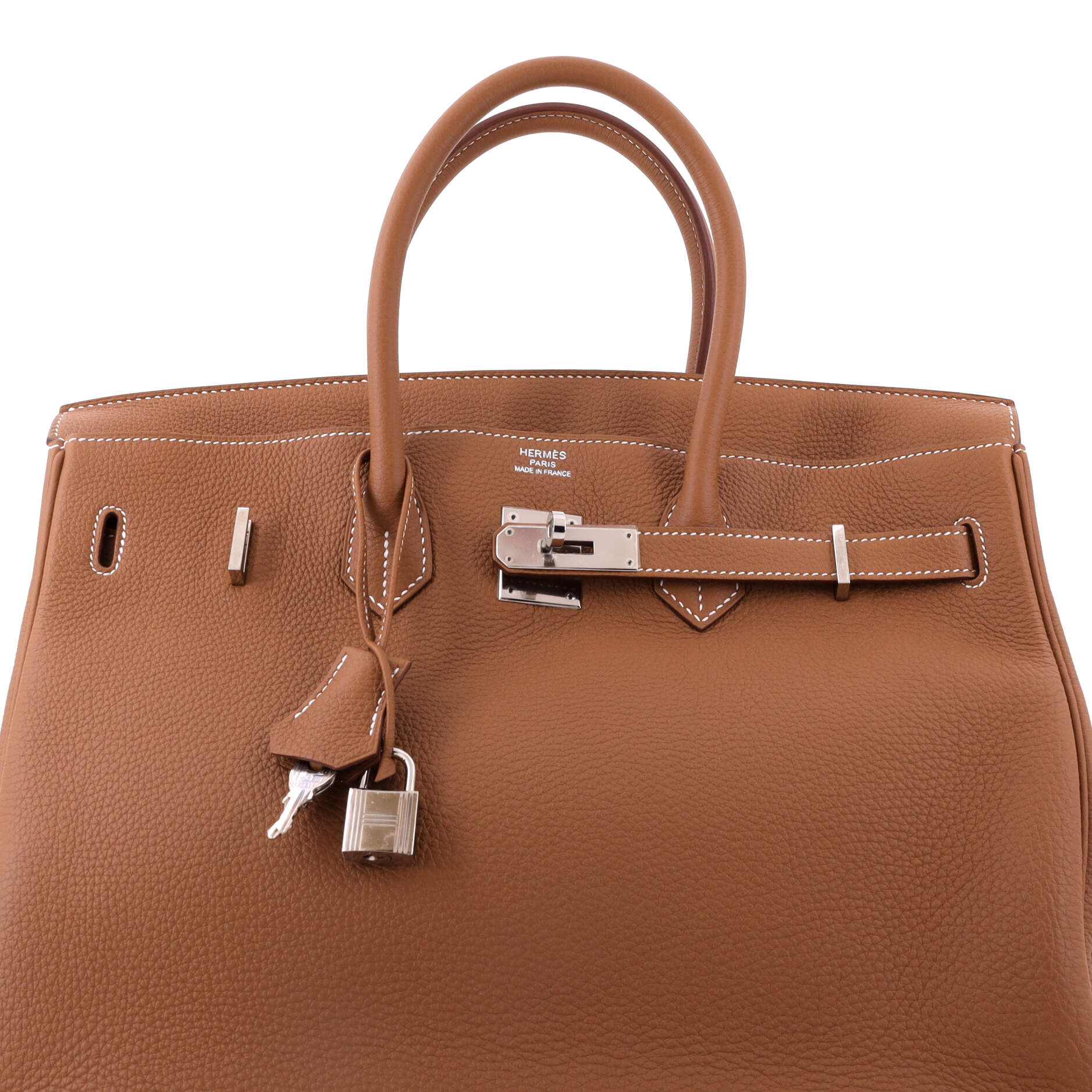 Birkin Handbag Gold Togo with Palladium Hardware 35 - Image 6
