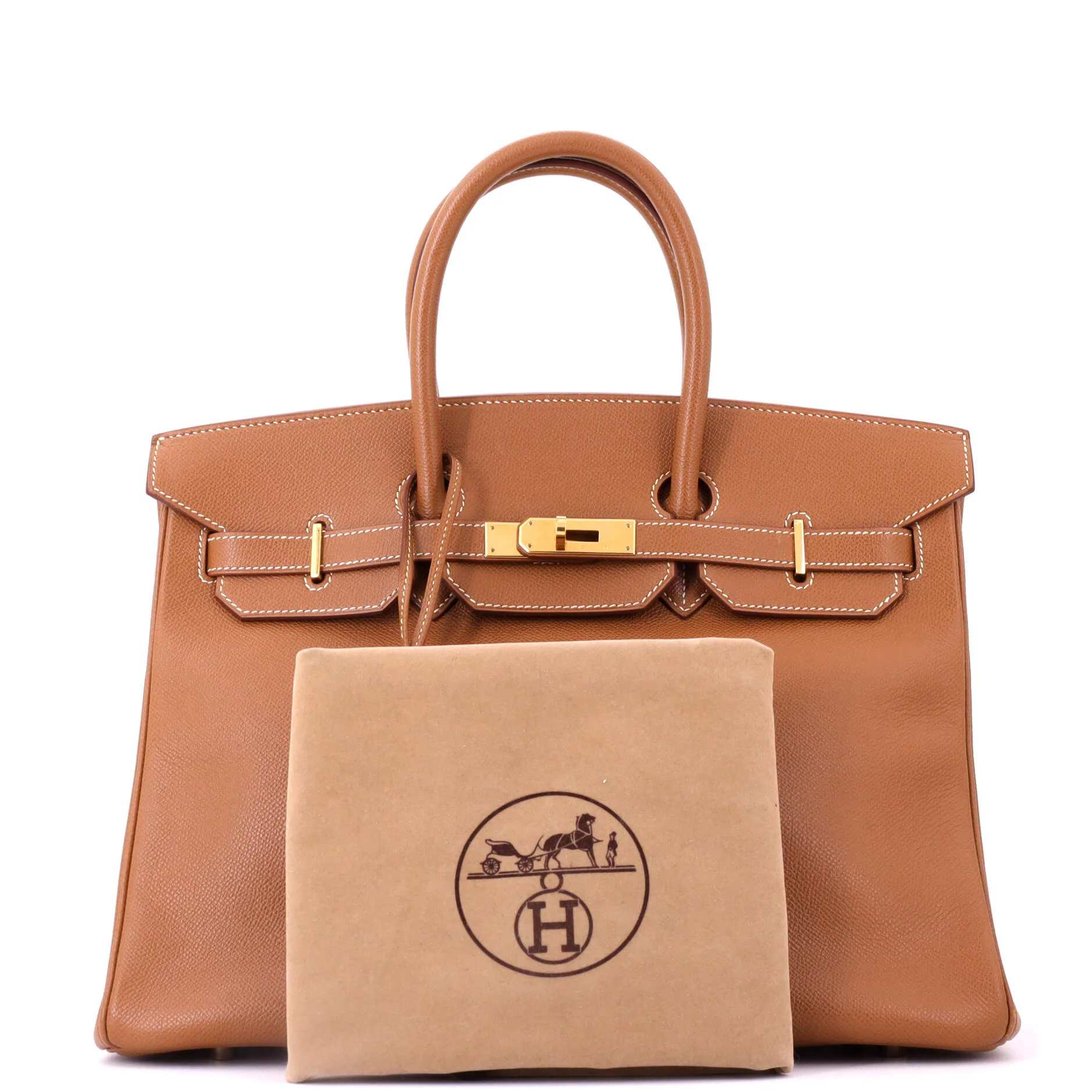 Birkin Handbag Gold Veau Grain Lisse with Gold Hardware 35 - Image 2
