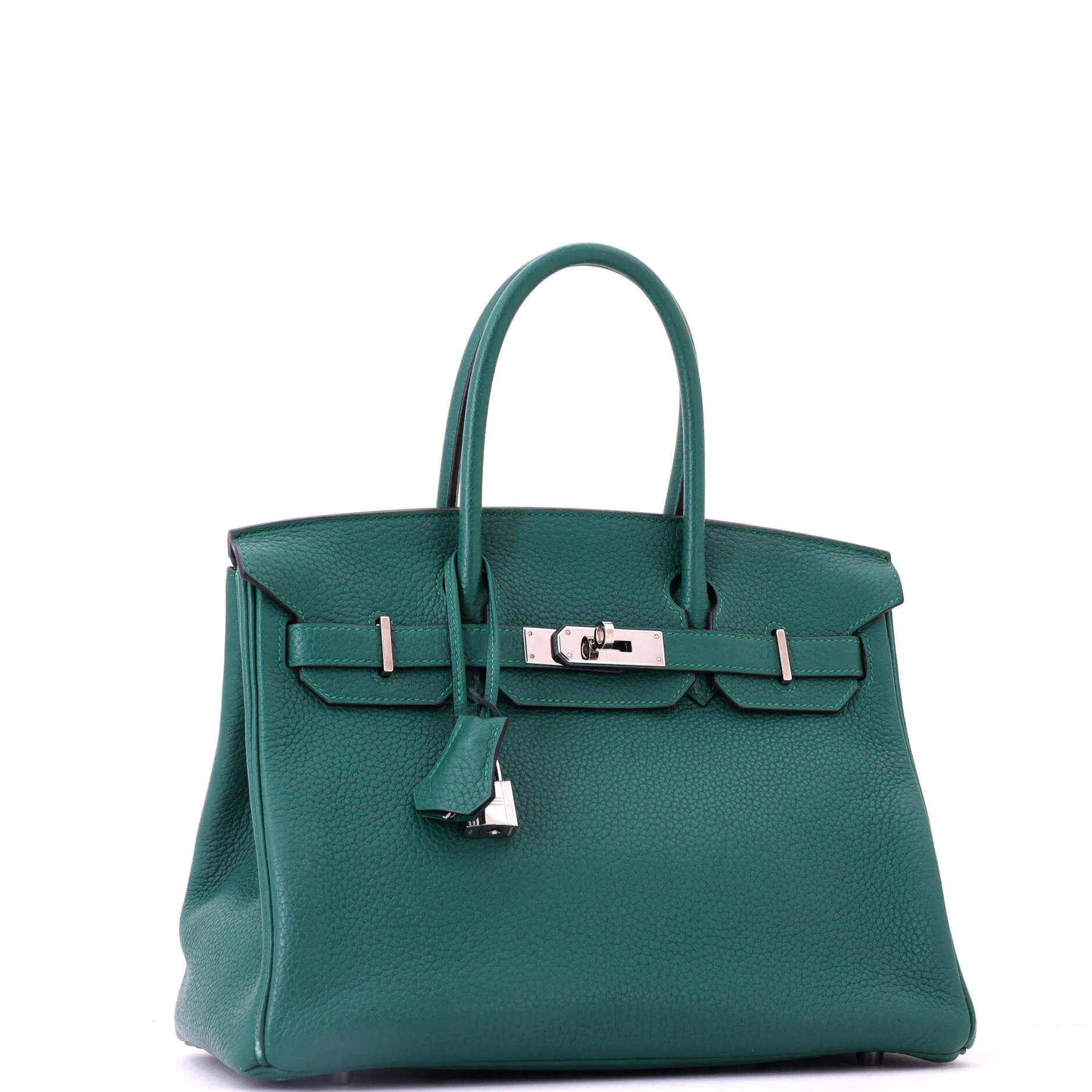 Birkin Handbag Malachite Clemence with Palladium Hardware 30 - Image 2