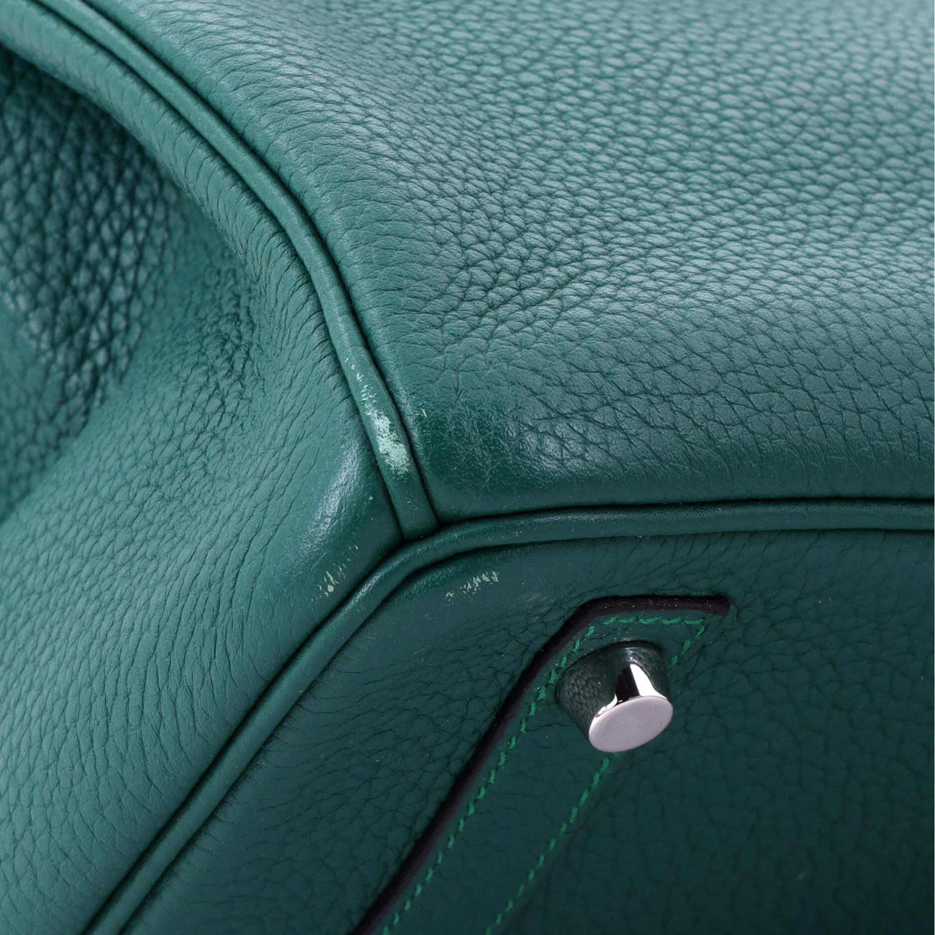 Birkin Handbag Malachite Clemence with Palladium Hardware 30 - Image 7