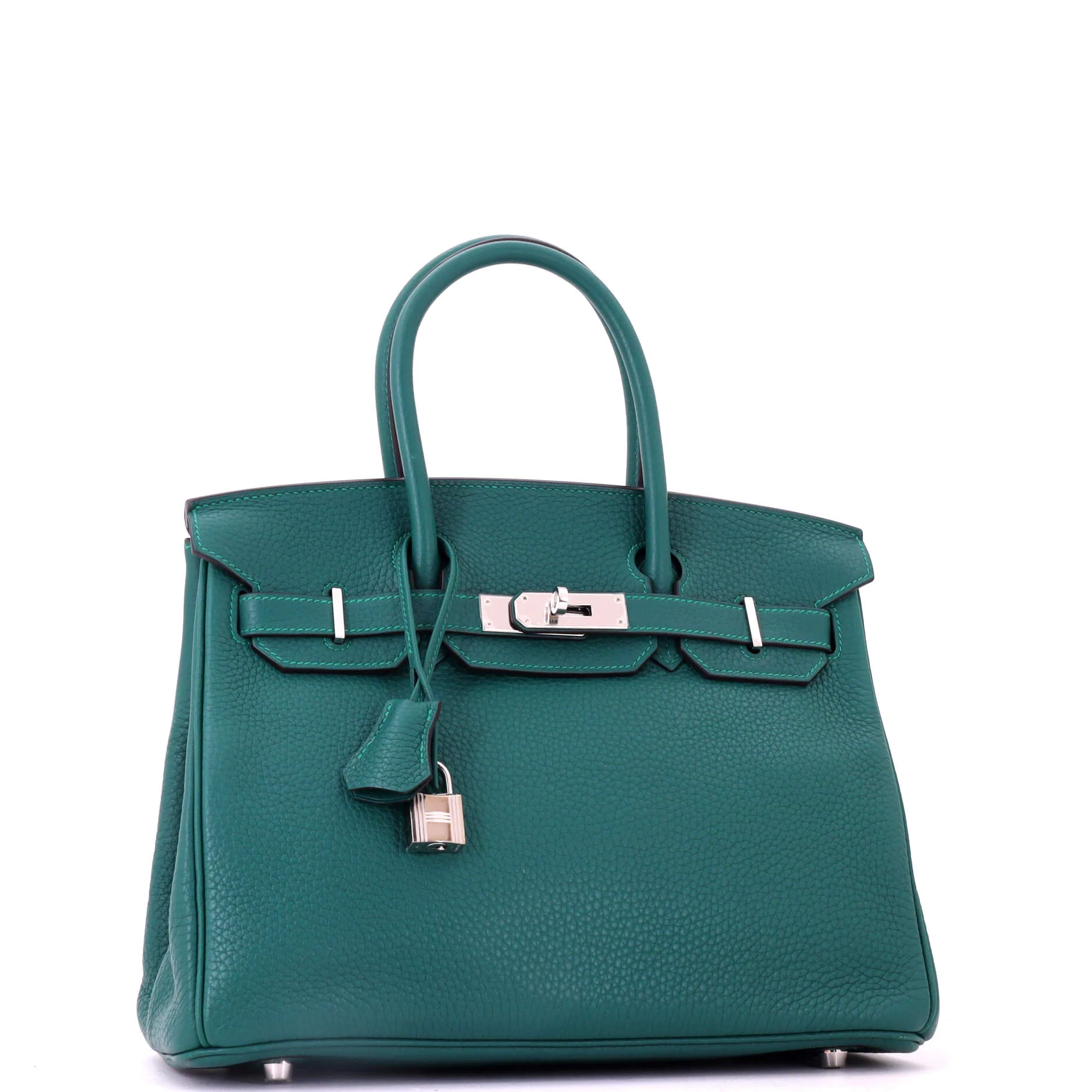 Birkin Handbag Malachite Clemence with Palladium Hardware 30 - Image 2