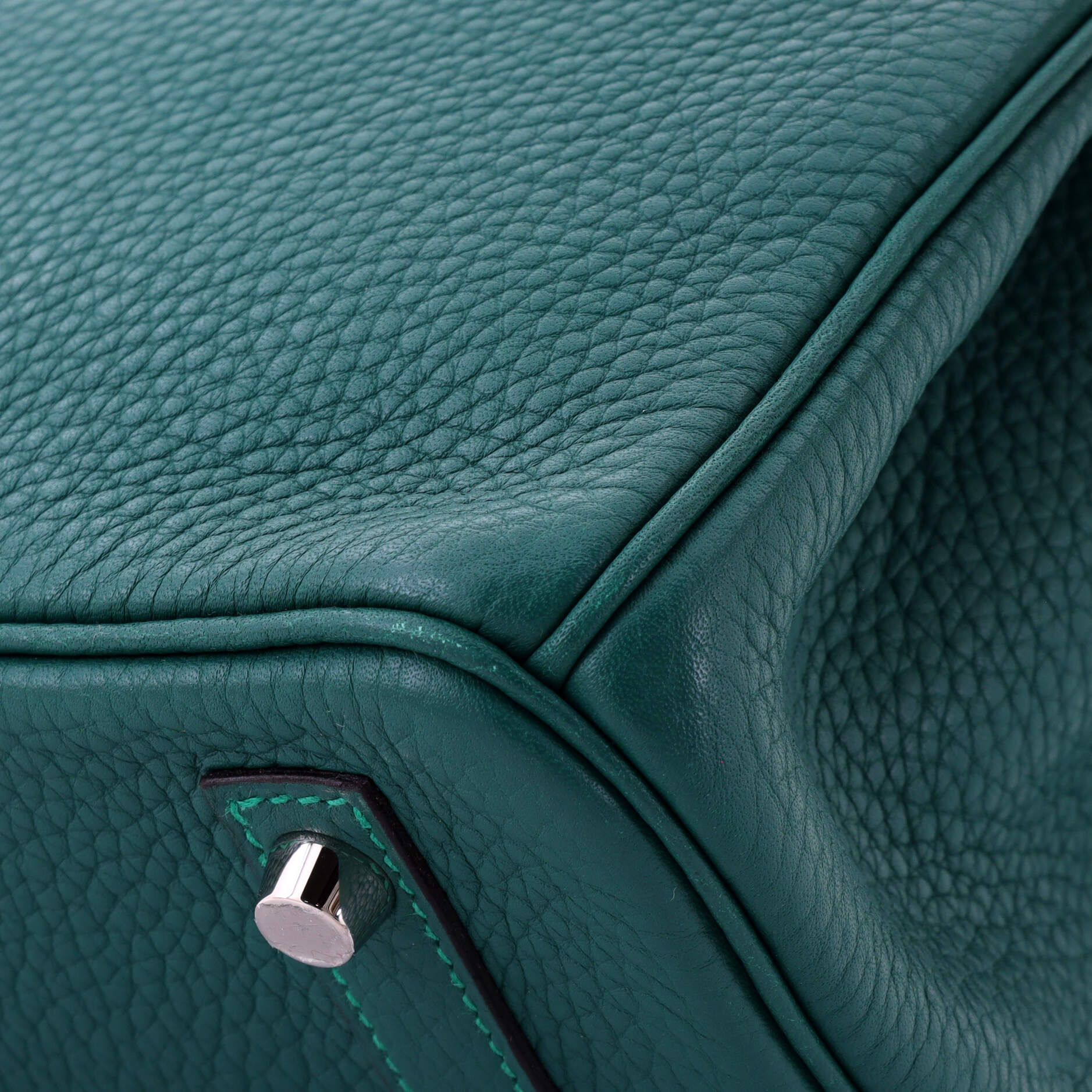 Birkin Handbag Malachite Clemence with Palladium Hardware 30 - Image 8