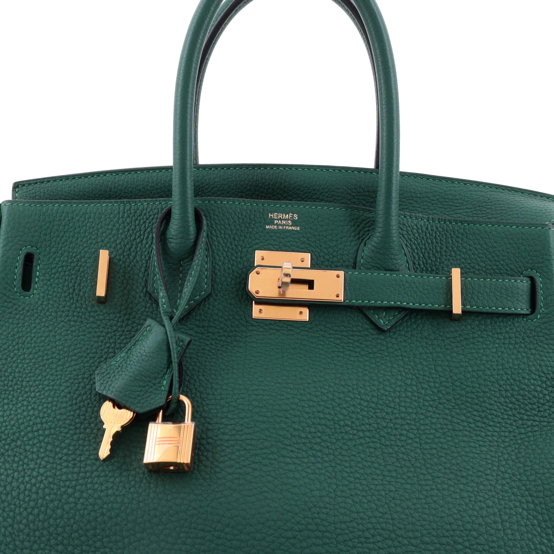 Birkin Handbag Malachite Togo with Gold Hardware 30 - Image 6