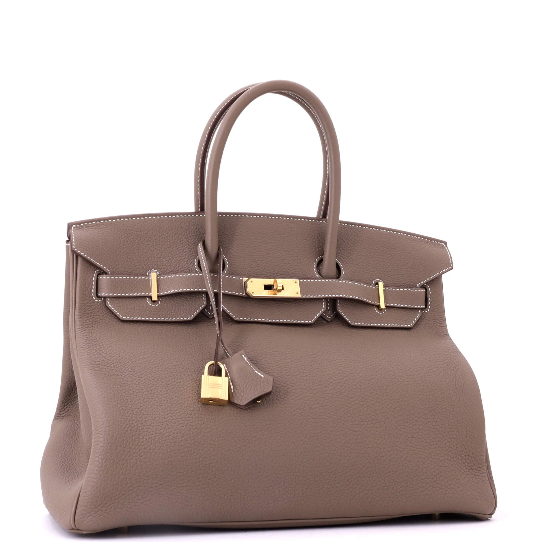 Birkin Handbag Grey Togo with Gold Hardware 35 - Image 3
