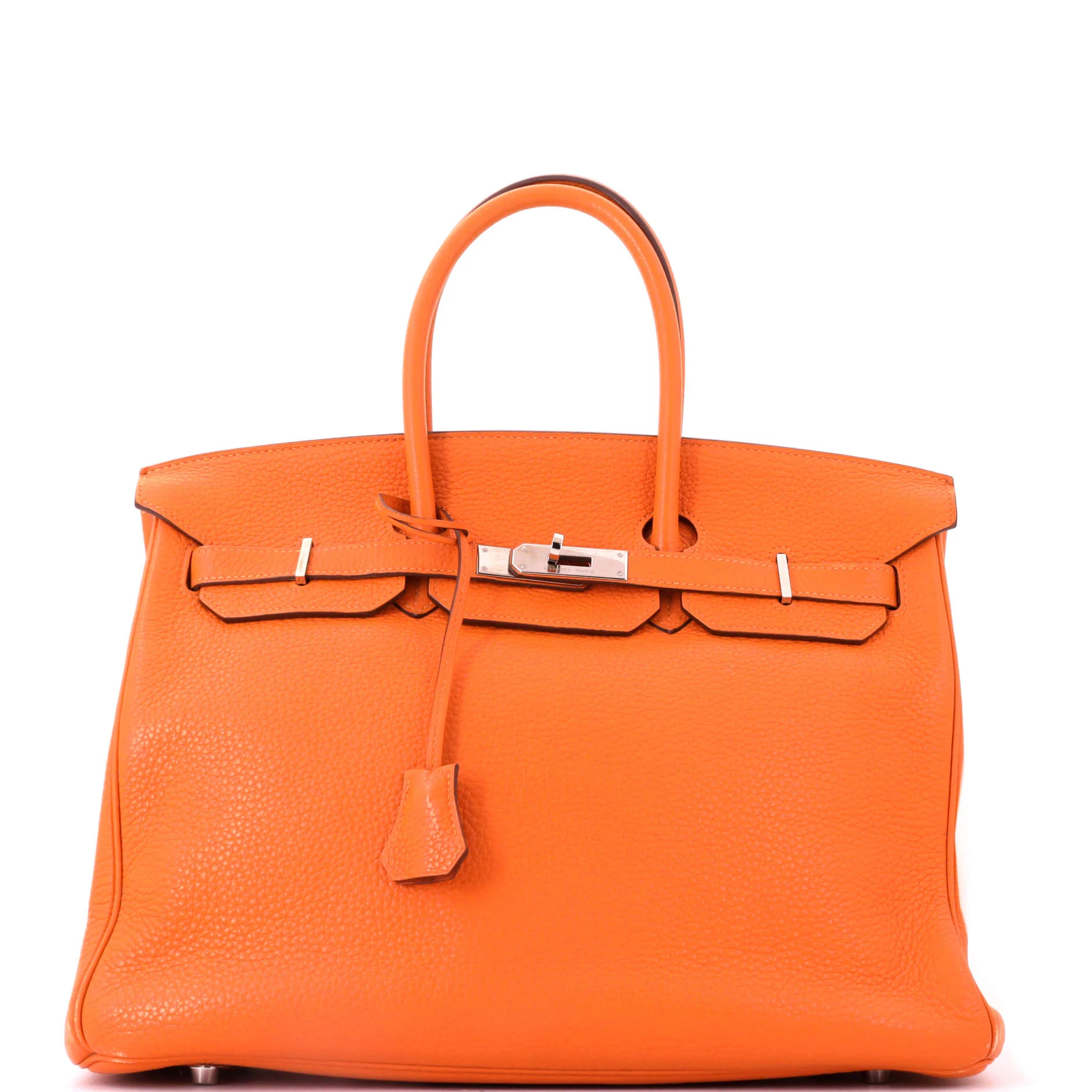 Birkin Handbag Orange H Clemence with Palladium Hardware 35