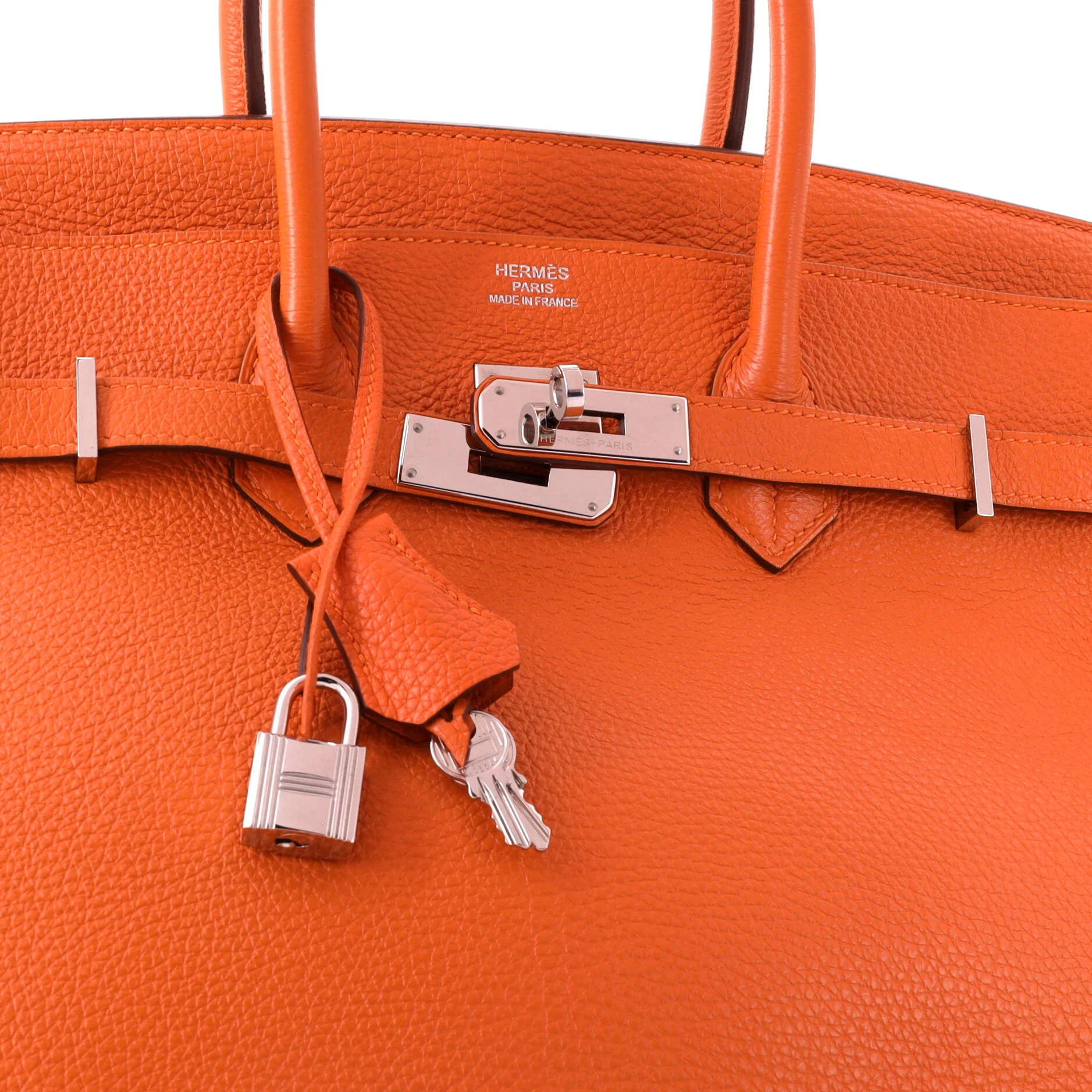 Birkin Handbag Orange H Togo with Palladium Hardware 35 - Image 6