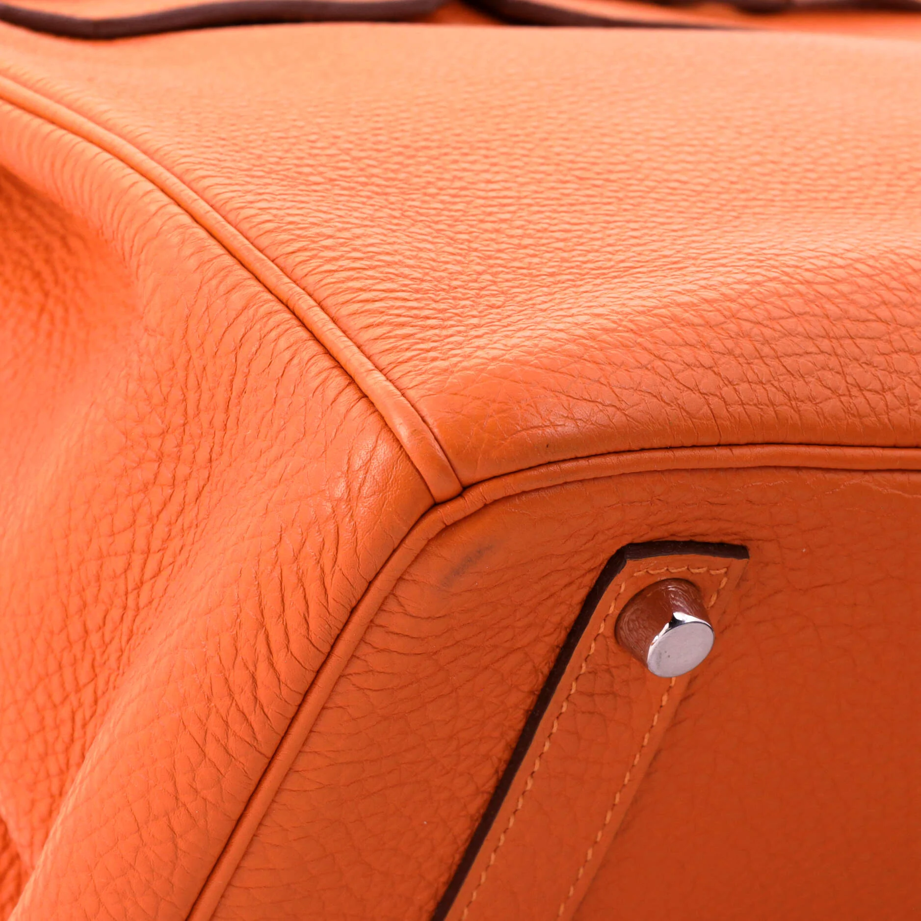 Birkin Handbag Orange H Togo with Palladium Hardware 35 - Image 7