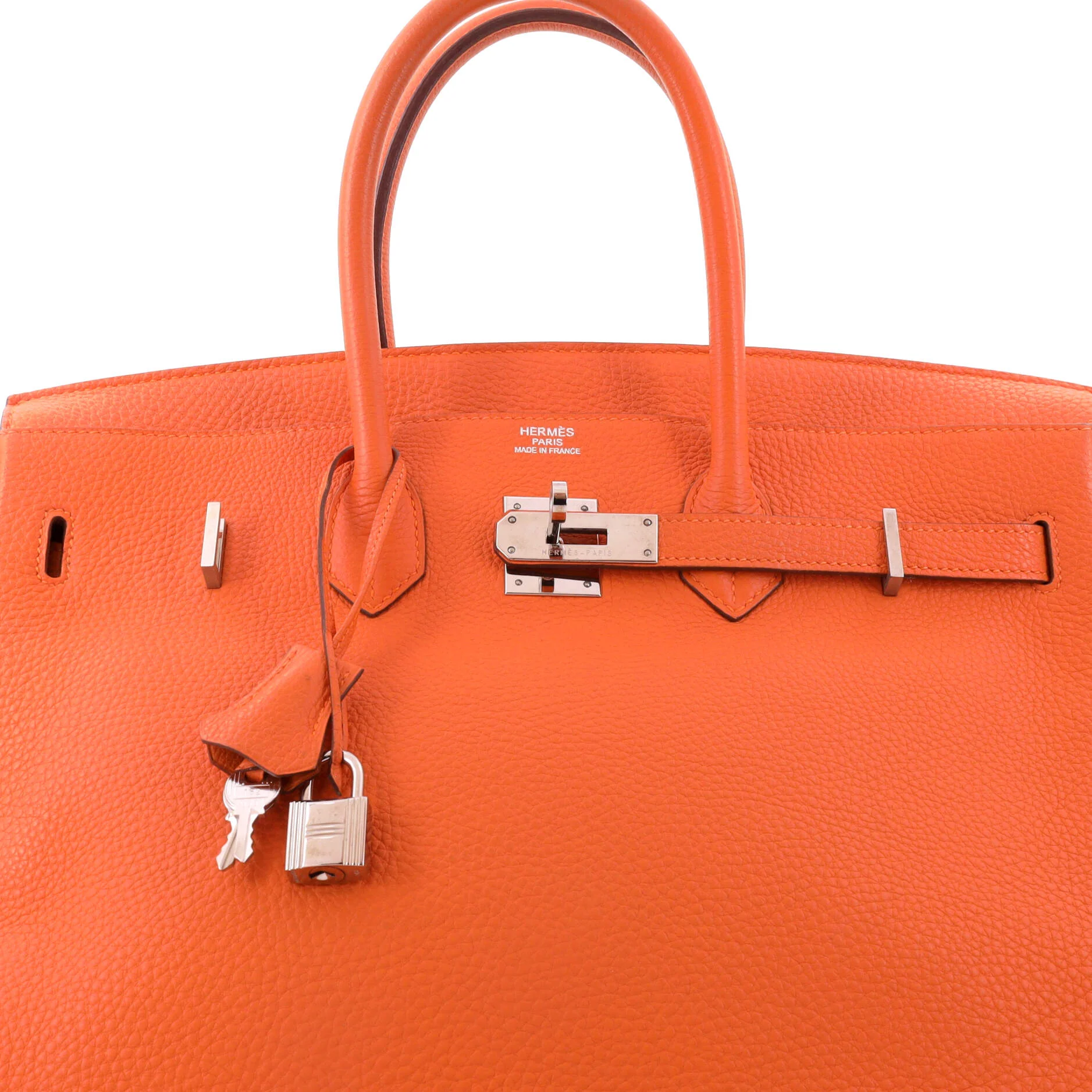Birkin Handbag Orange H Togo with Palladium Hardware 35 - Image 5