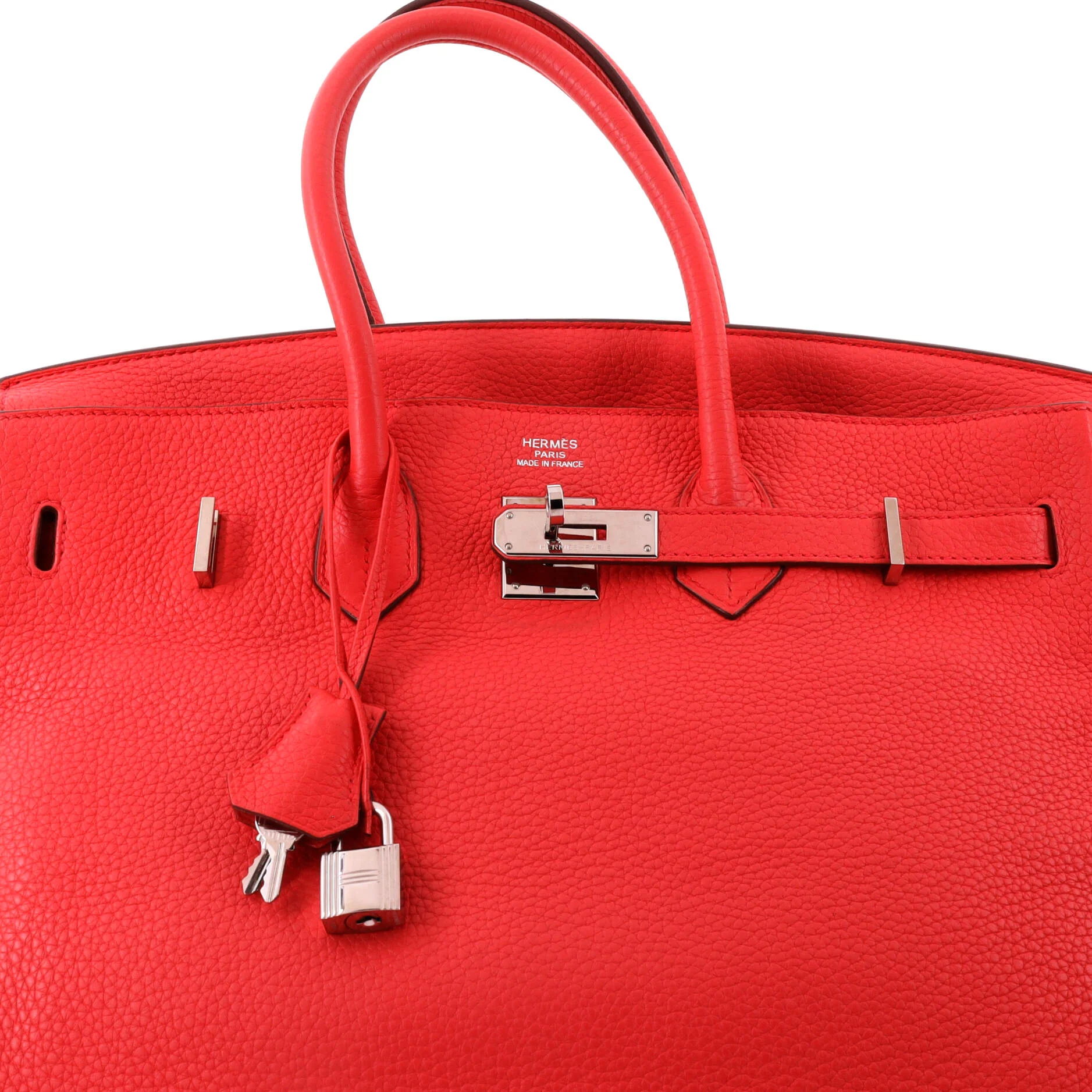 Birkin Handbag Bougainvillier Clemence with Palladium Hardware 35 - Image 6