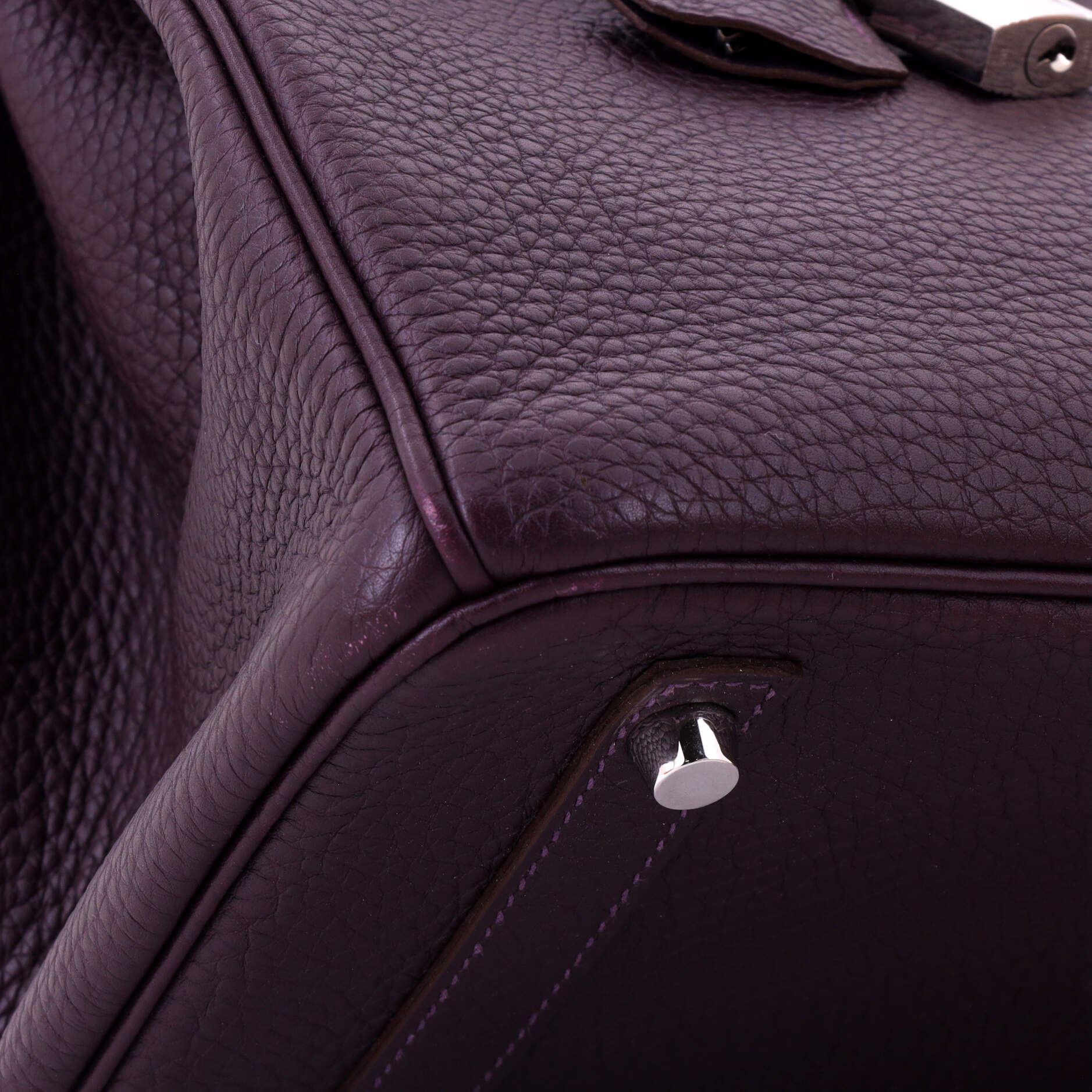 Birkin Handbag Raisin Togo with Palladium Hardware 30 - Image 8