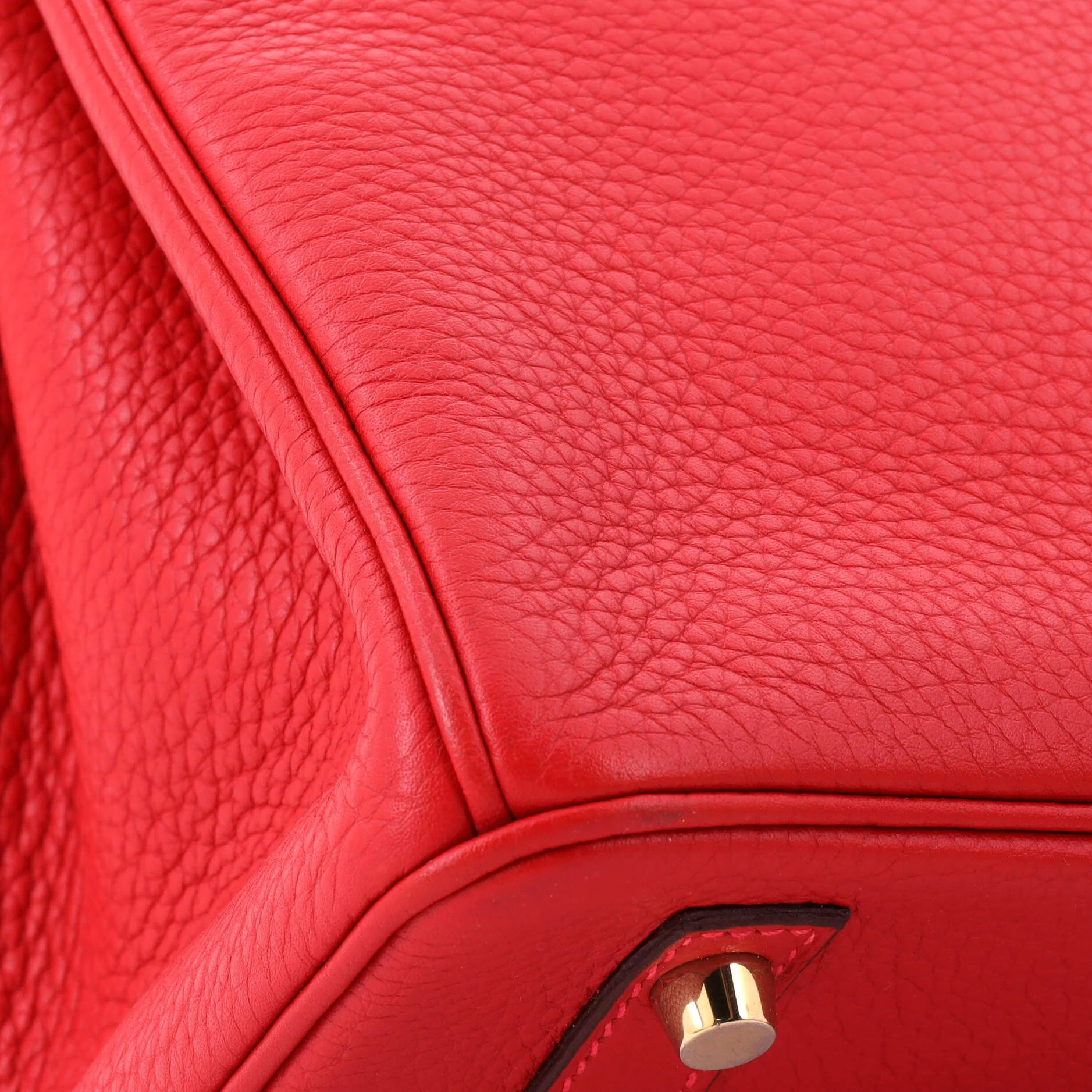Birkin Handbag Rouge Casaque Clemence with Gold Hardware 30 - Image 7