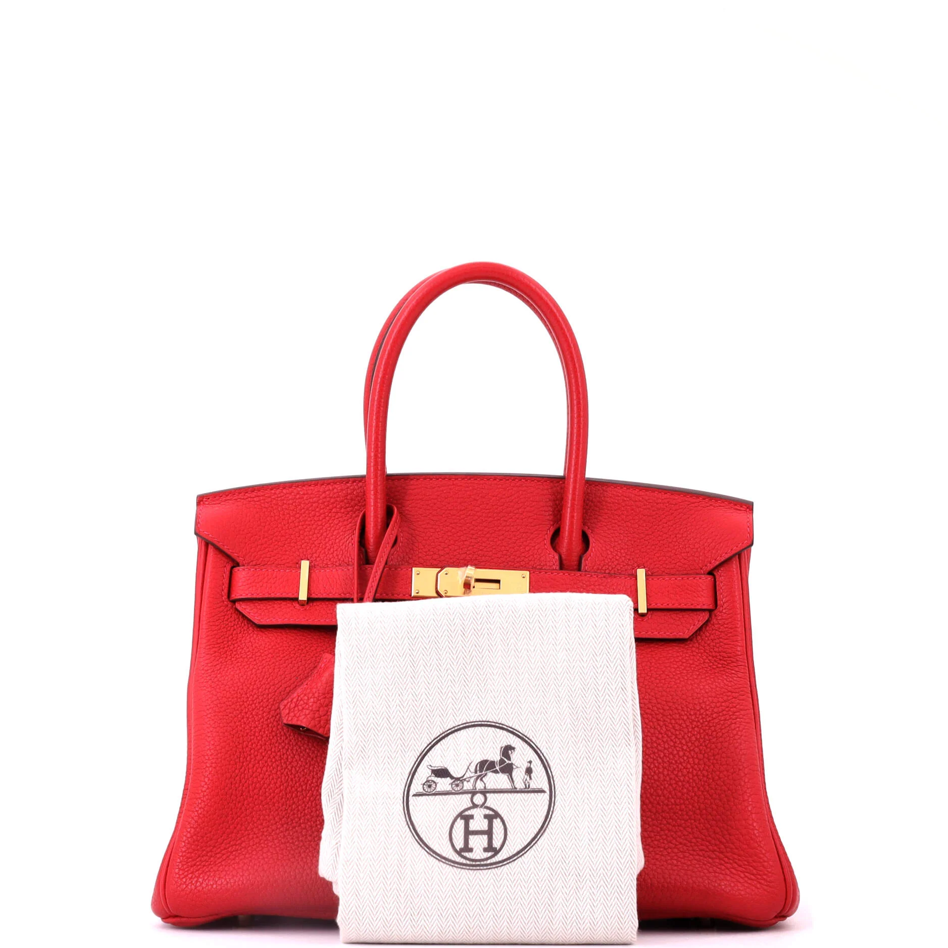 Birkin Handbag Rouge Casaque Clemence with Gold Hardware 30 - Image 2
