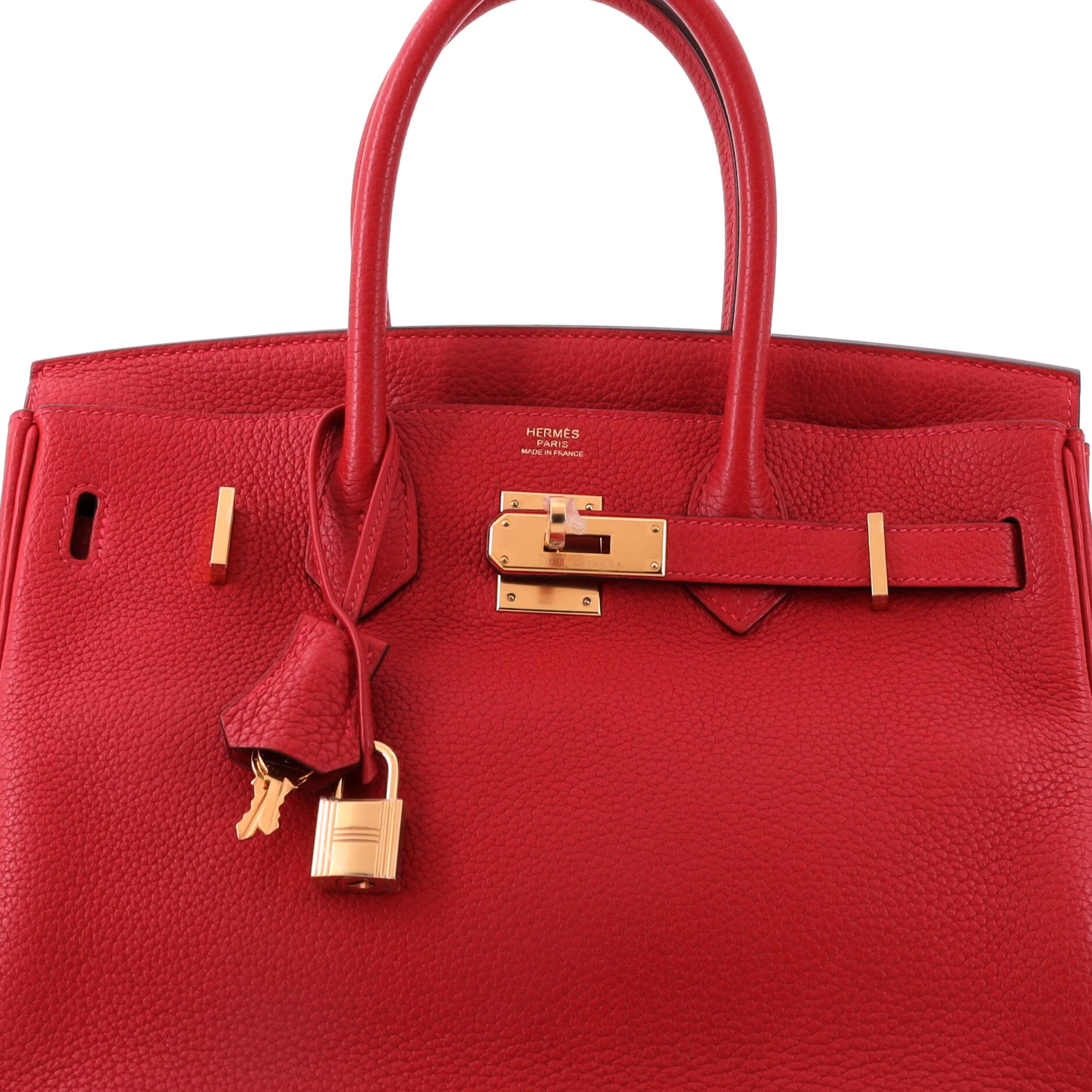 Birkin Handbag Rouge Casaque Clemence with Gold Hardware 30 - Image 6