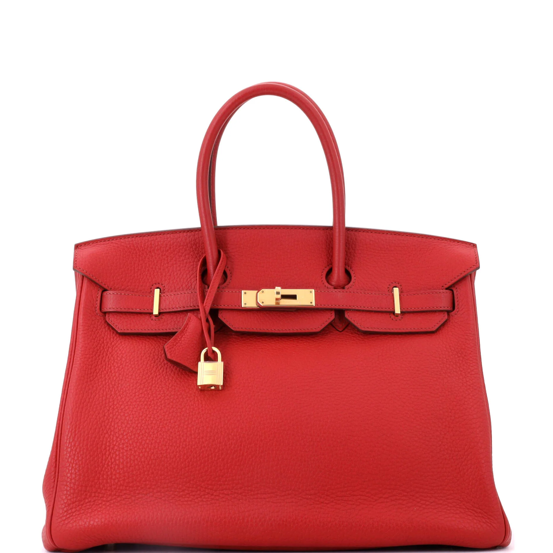 Birkin Handbag Rouge Garance Clemence with Gold Hardware 35