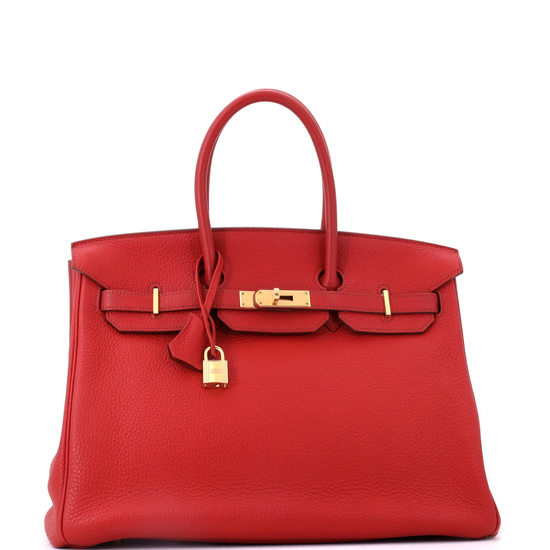 Birkin Handbag Rouge Garance Clemence with Gold Hardware 35 - Image 2