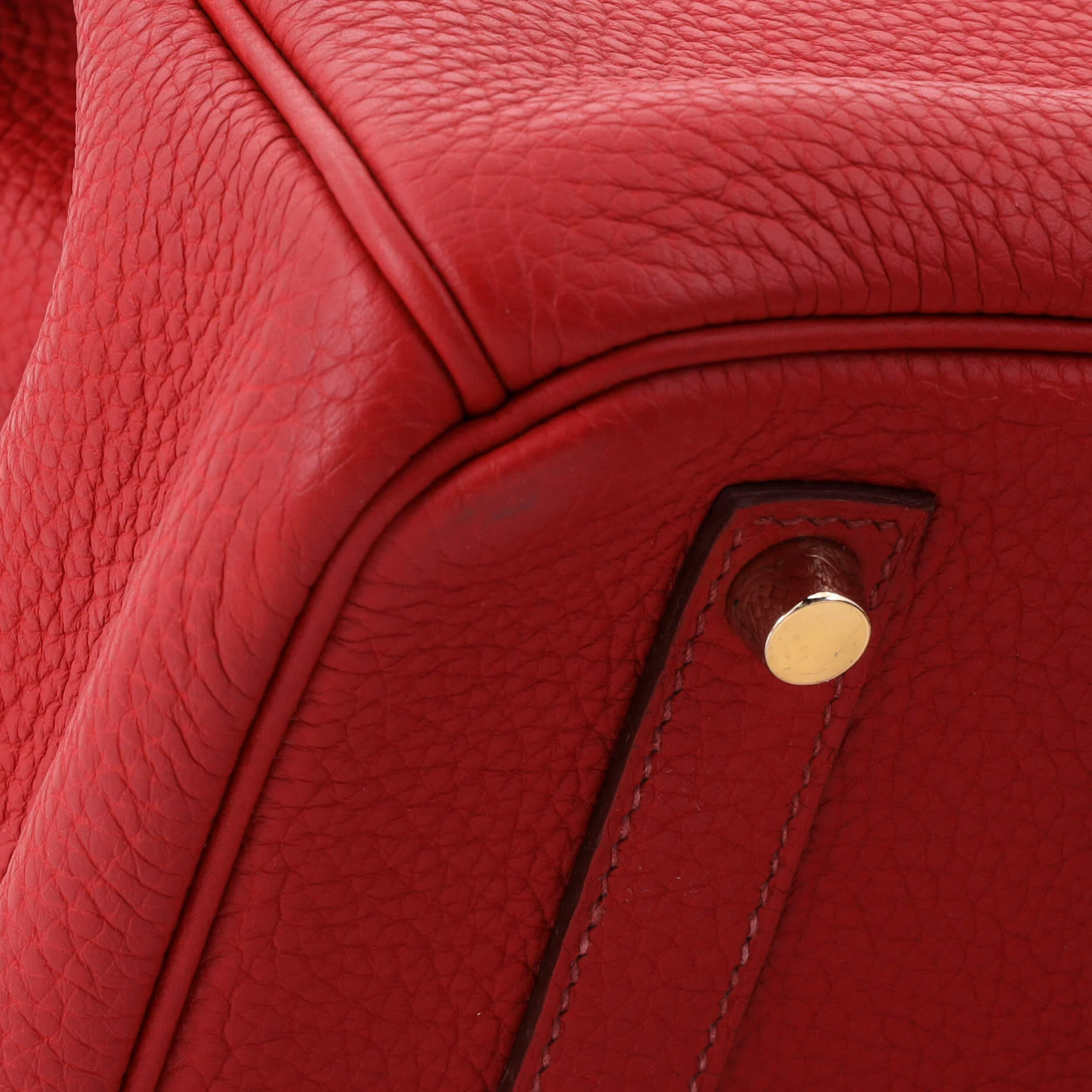 Birkin Handbag Rouge Garance Clemence with Gold Hardware 35 - Image 8