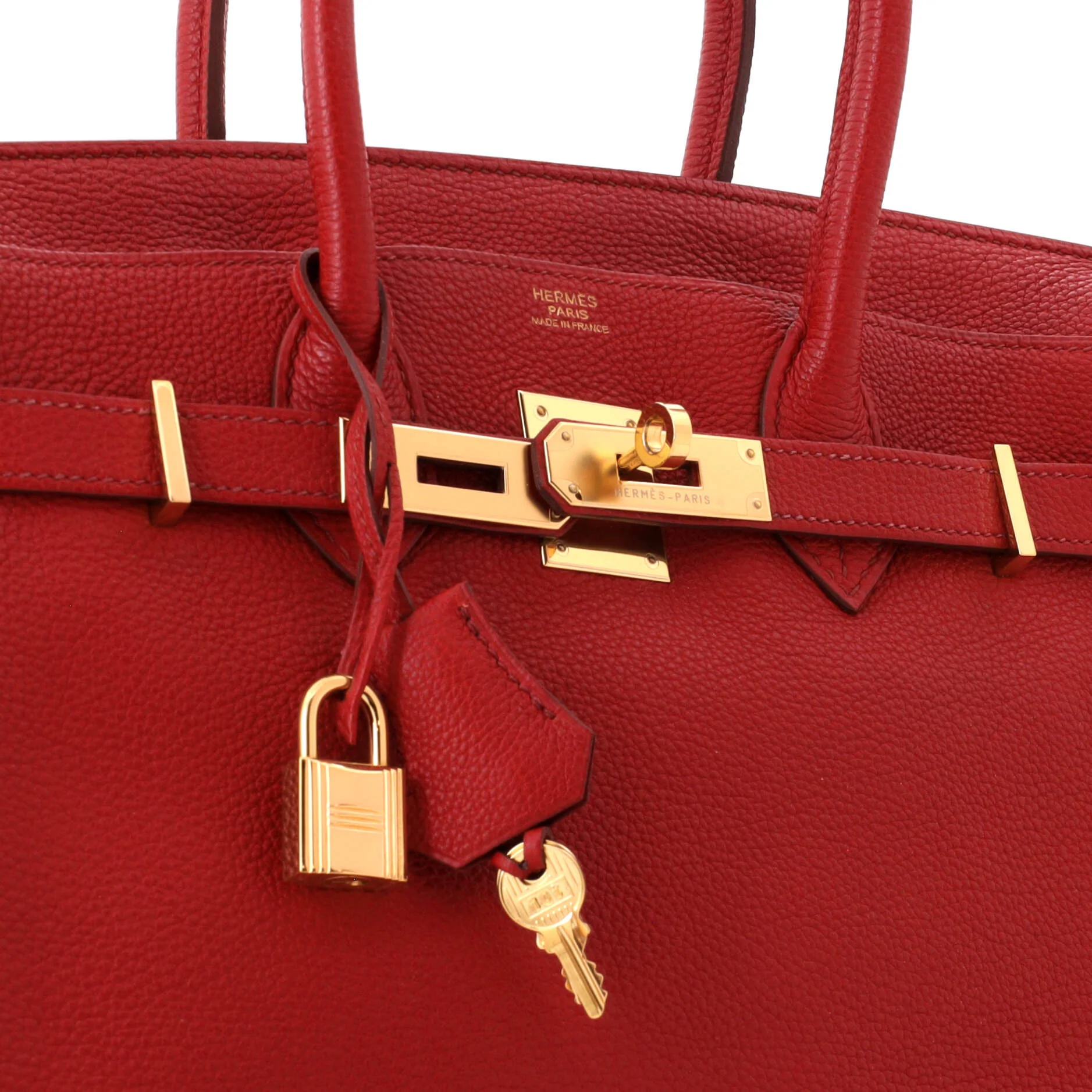 Birkin Handbag Rouge Garance Togo with Gold Hardware 30 - Image 8
