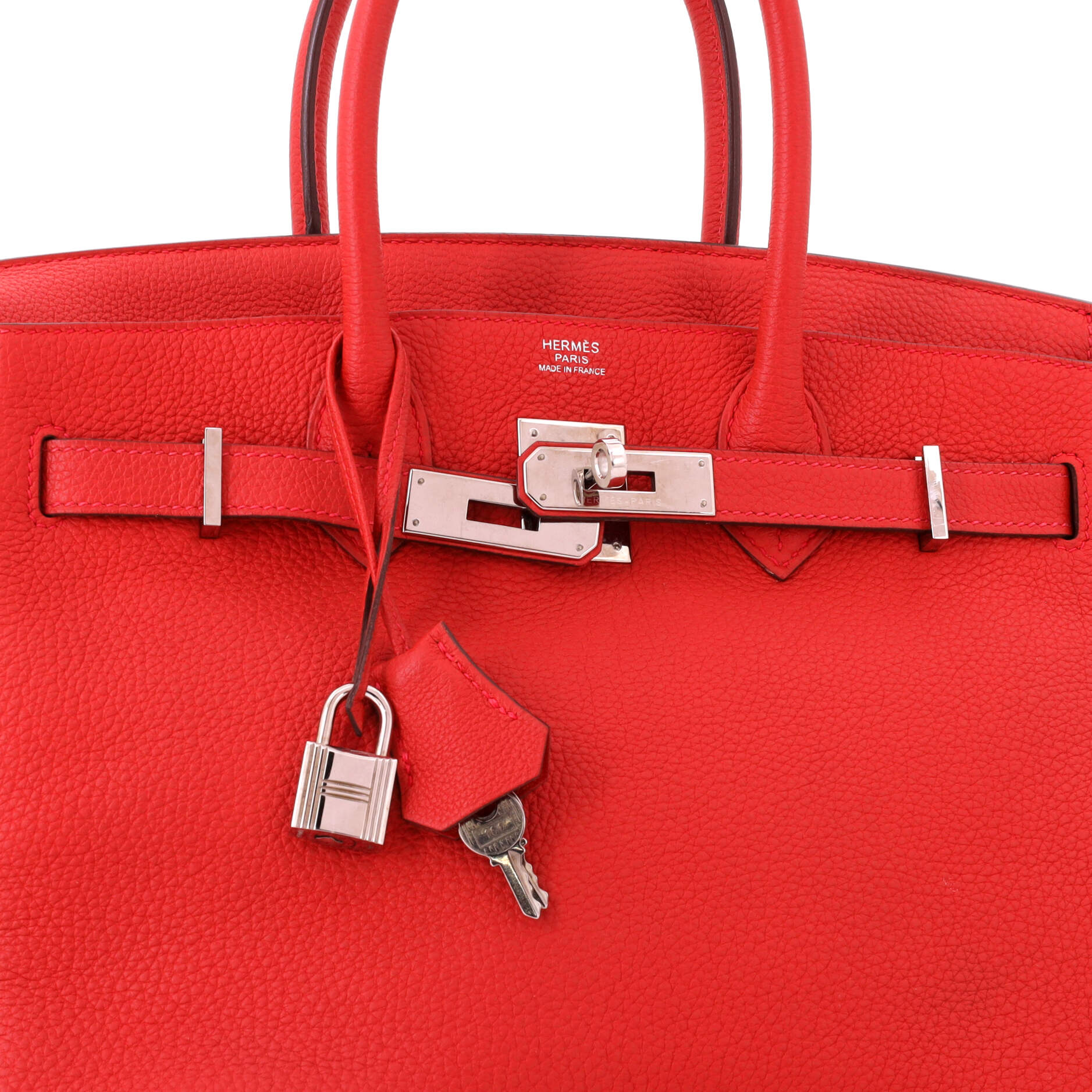 Birkin Handbag Geranium Togo with Palladium Hardware 30 - Image 7