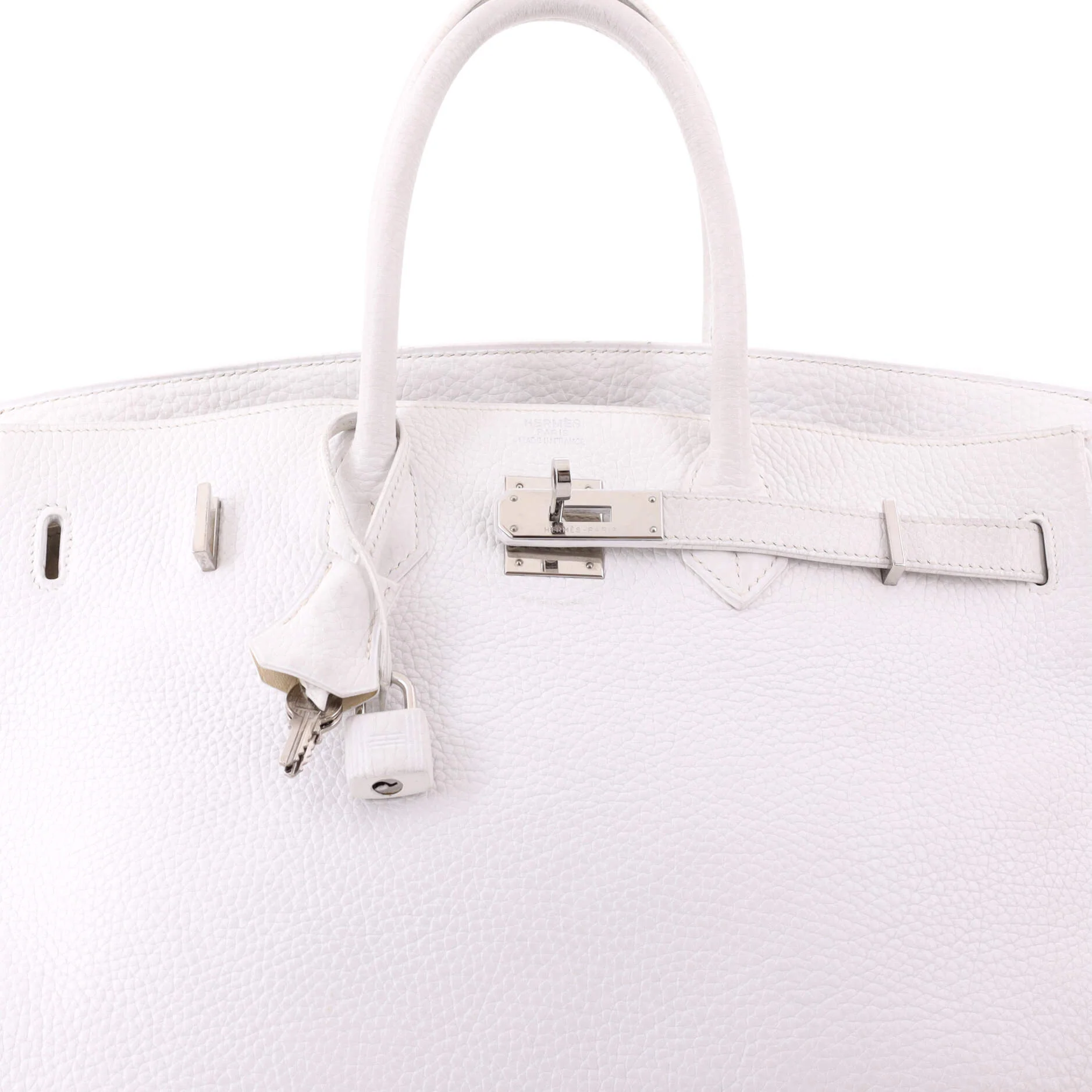 Birkin Handbag Blanc Clemence with Palladium Hardware 35 - Image 6