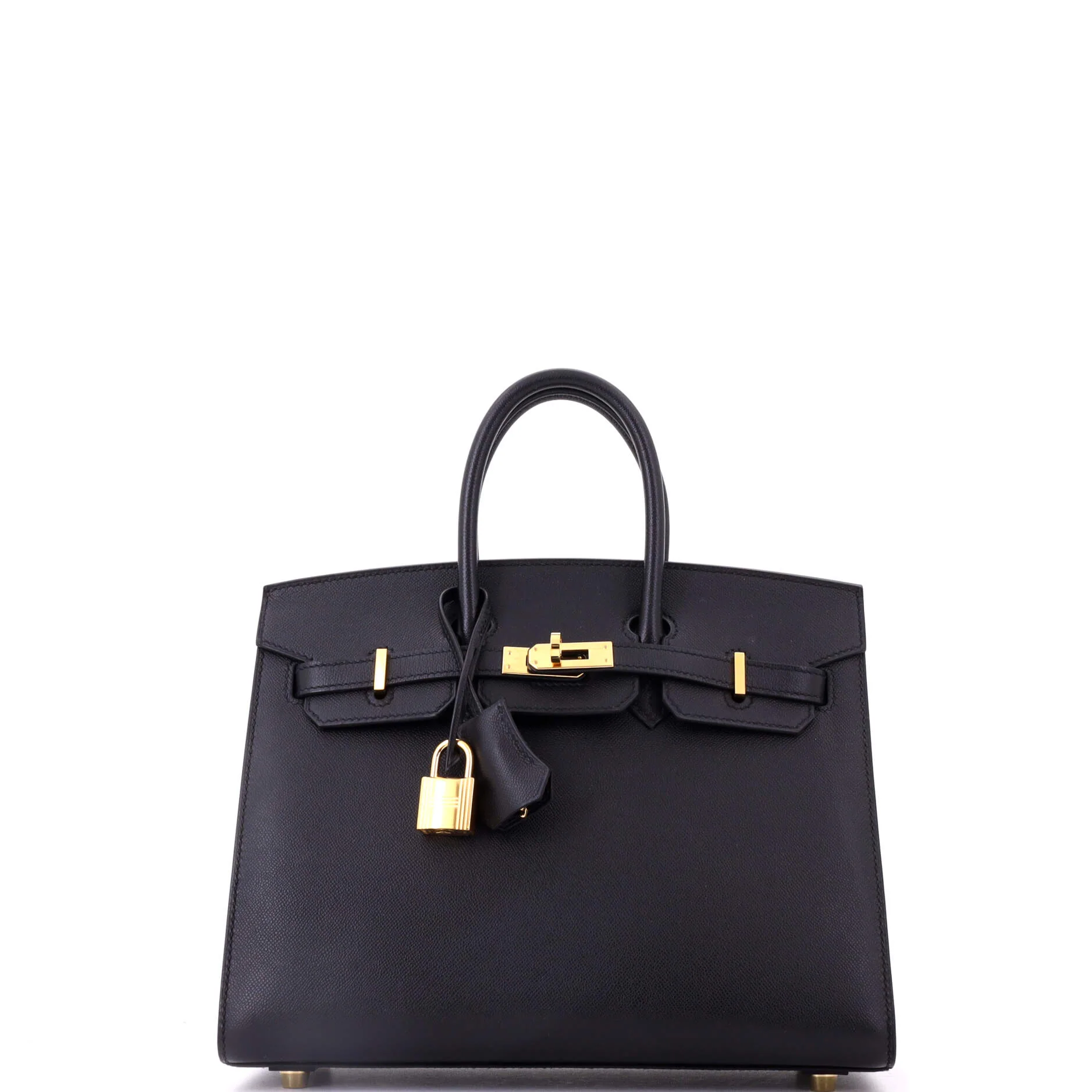 Birkin Sellier Bag Noir Madame with Gold Hardware 25