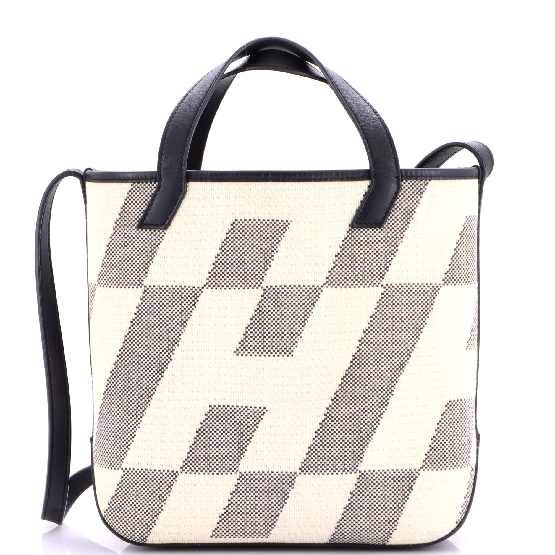 Cabas H en Biais Tote Canvas with Leather 27