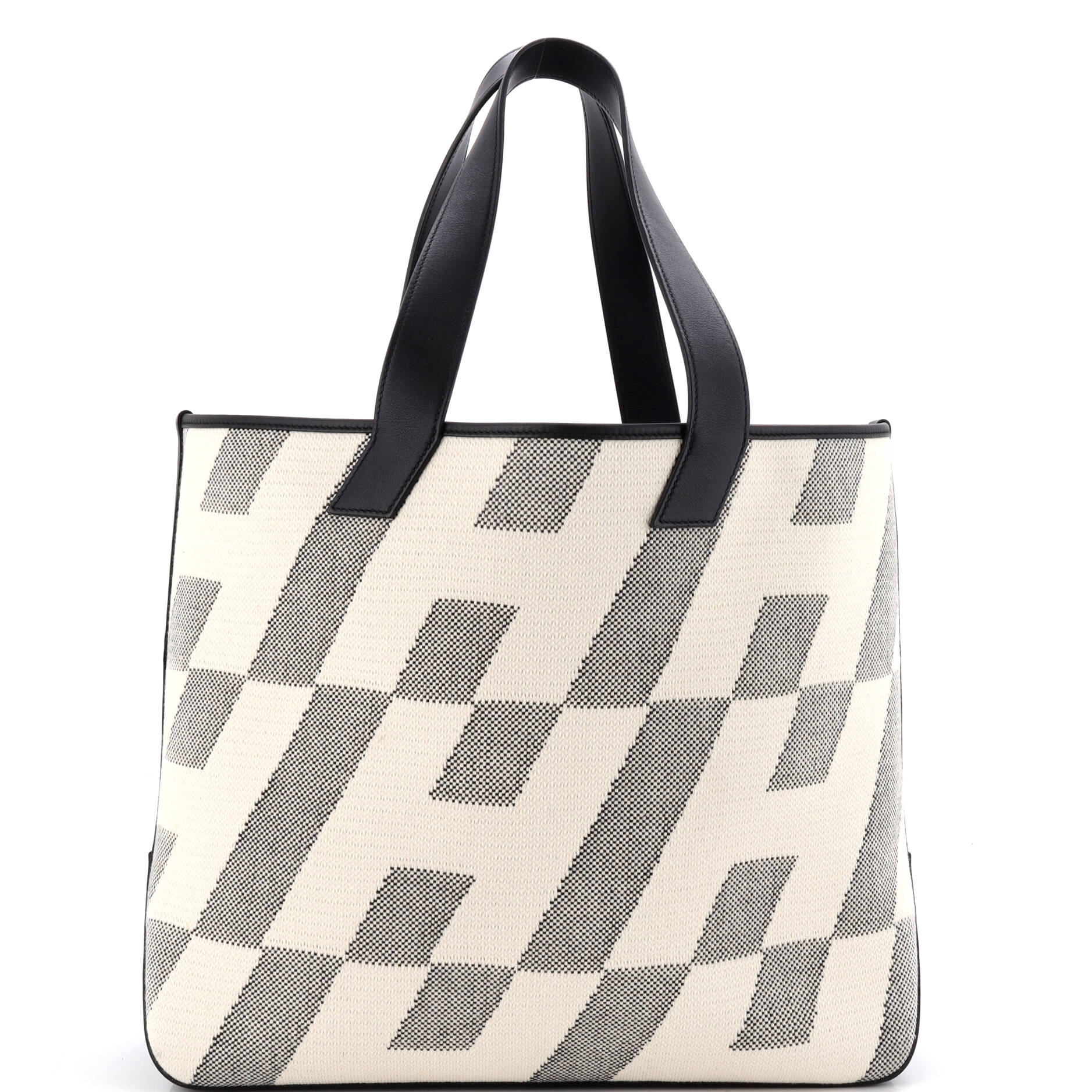 Cabas H en Biais Tote Canvas with Leather 40