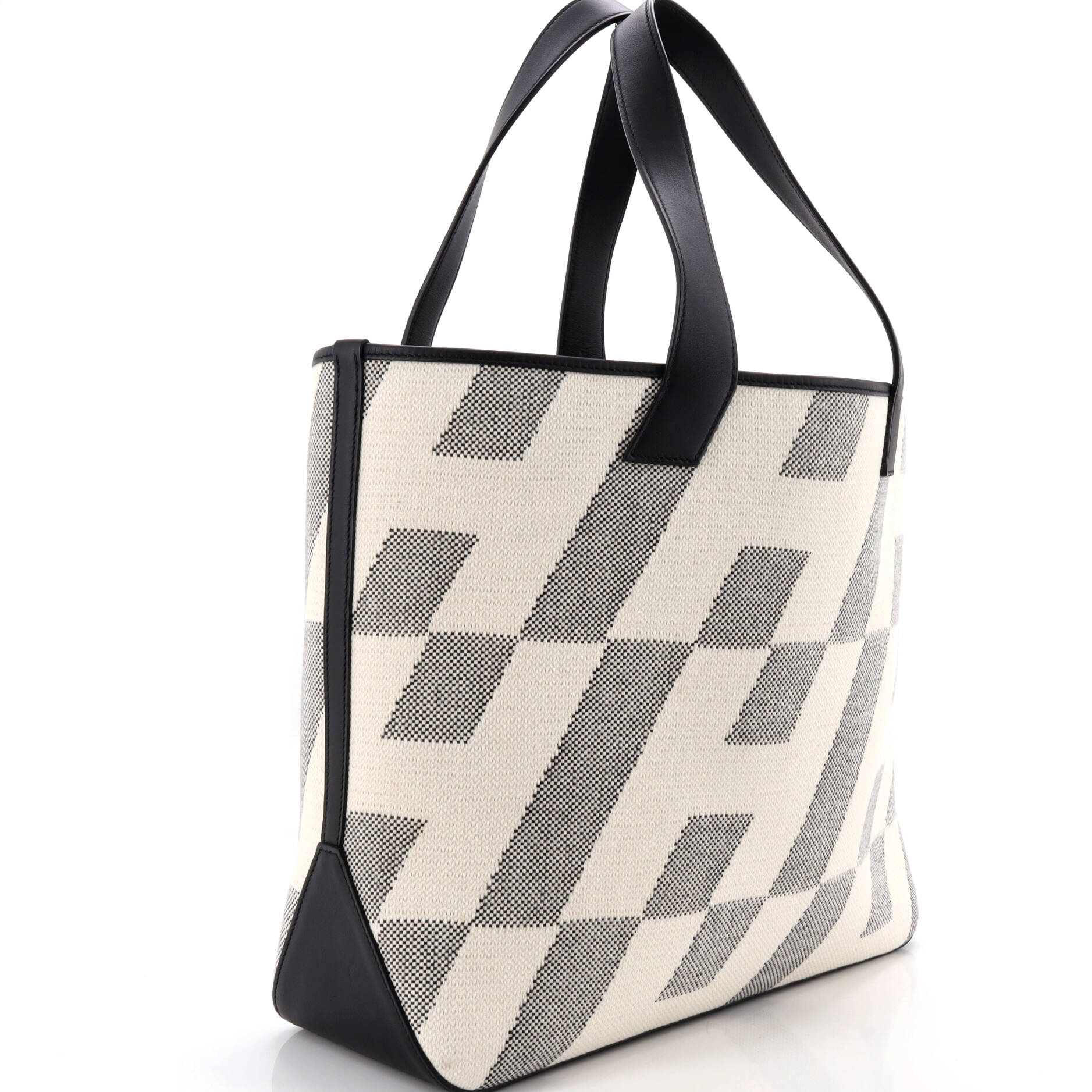 Cabas H en Biais Tote Canvas with Leather 40 - Image 2