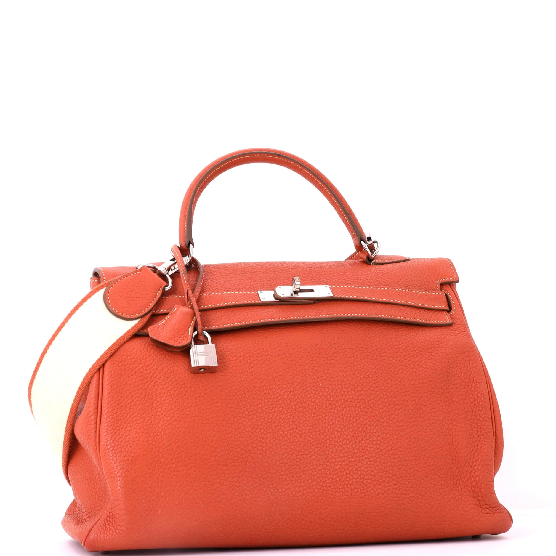 Kelly Amazone Handbag Sanguine Clemence with Palladium Hardware 35 - Image 2