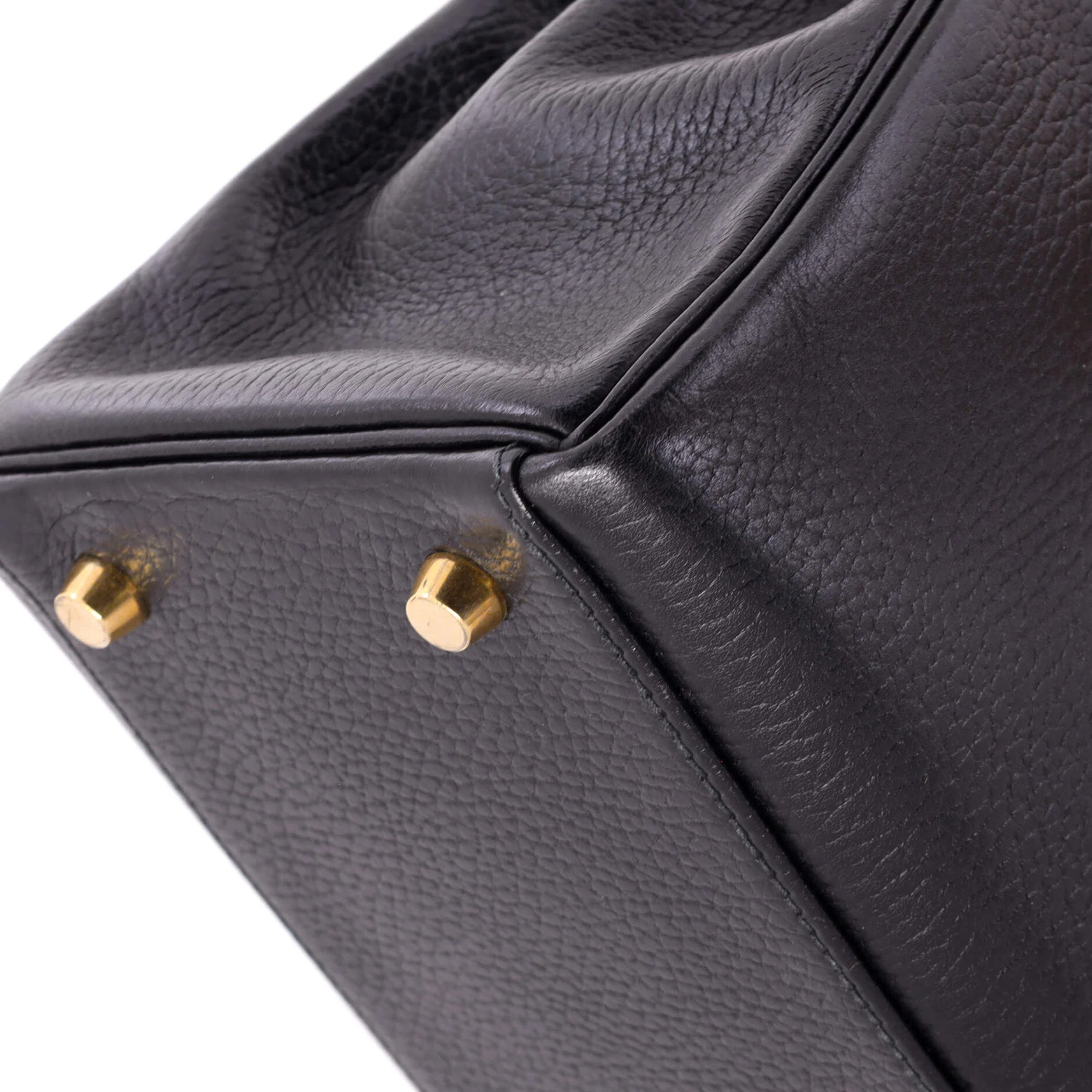 Kelly Handbag Noir Ardennes with Gold Hardware 32 - Image 7