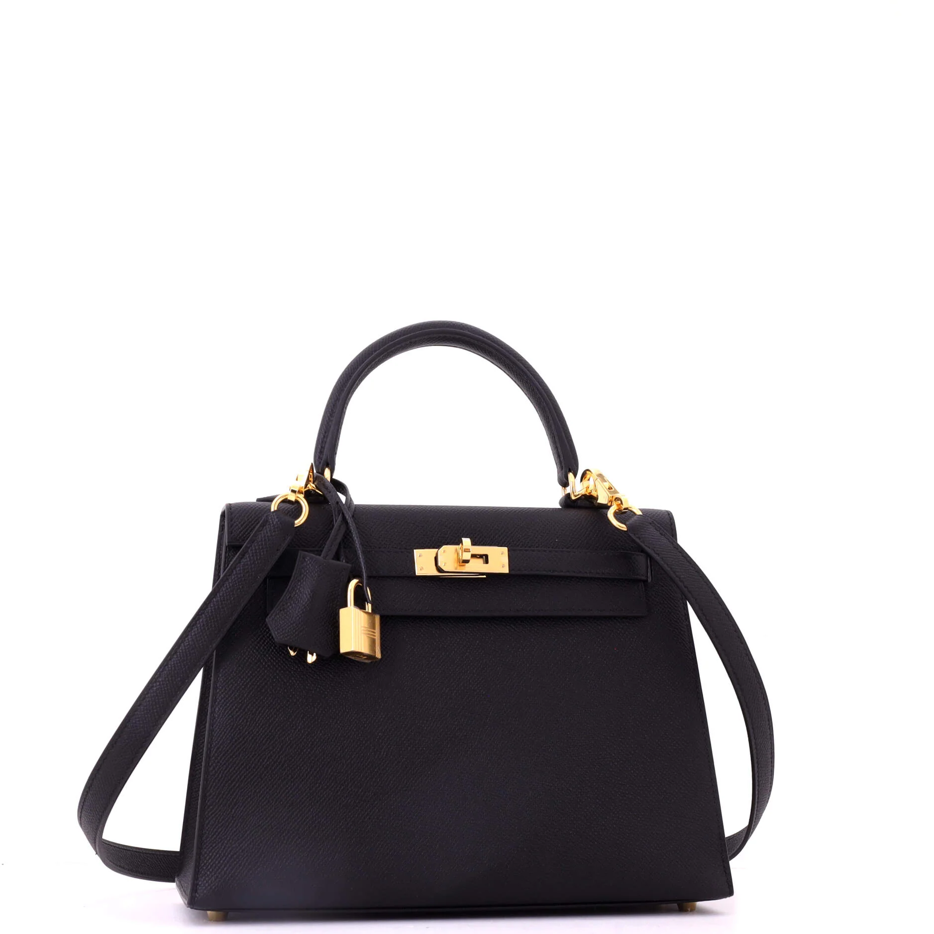 Kelly Handbag Noir Epsom with Gold Hardware 25 - Image 3