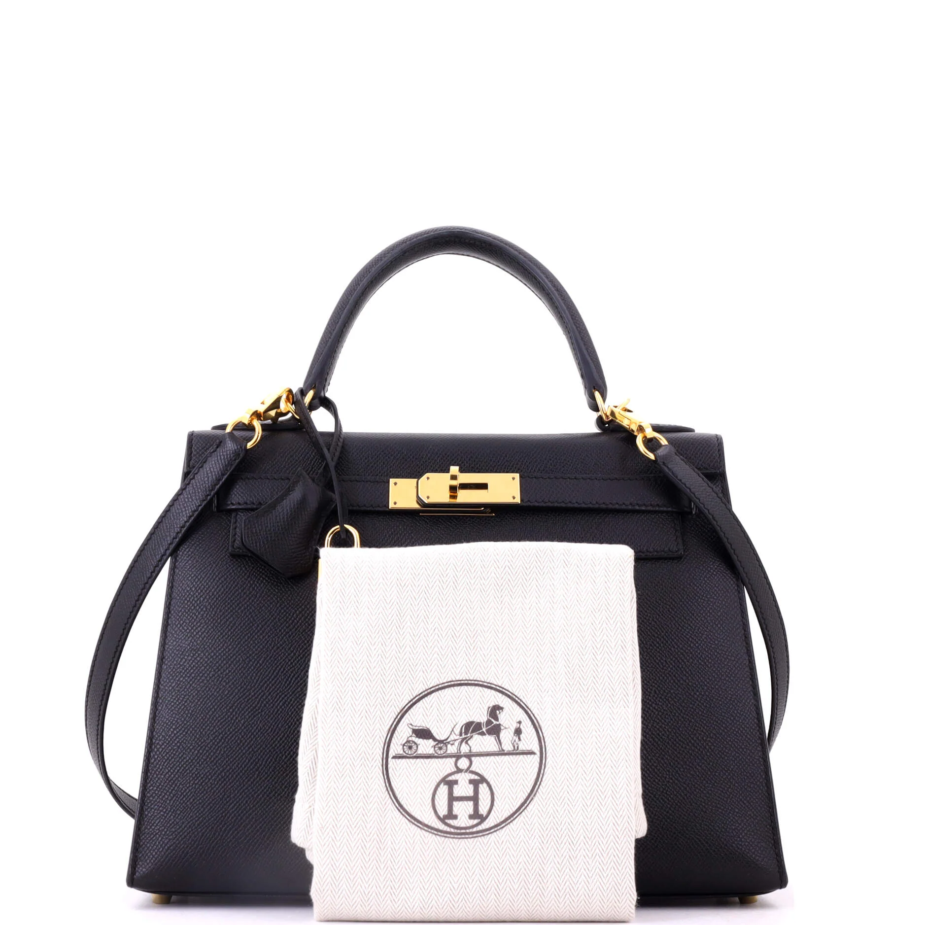 Kelly Handbag Noir Epsom with Gold Hardware 28 - Image 2
