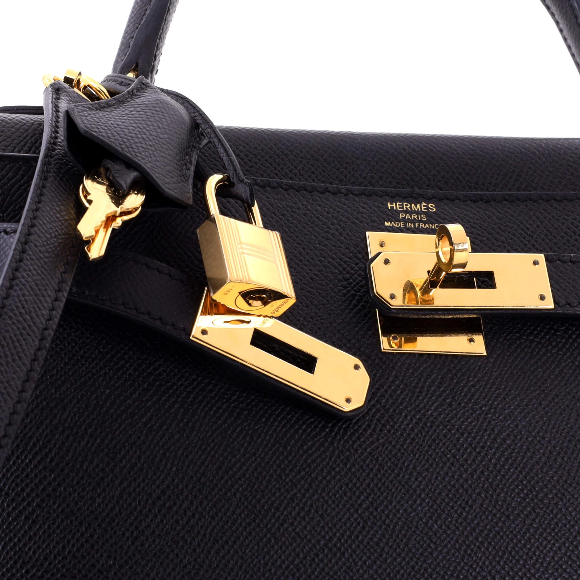 Kelly Handbag Noir Epsom with Gold Hardware 28 - Image 7
